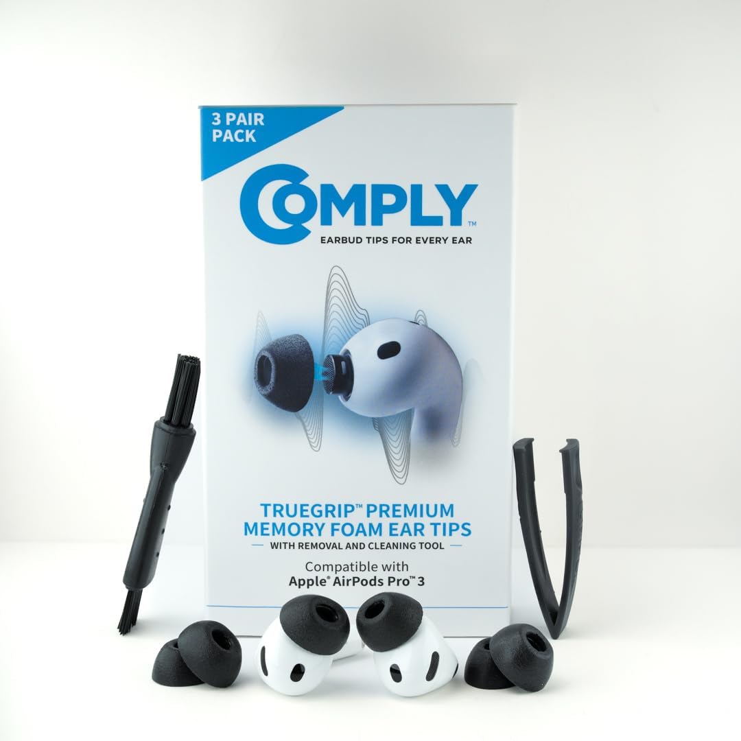 Detalle de Comply TrueGrip – Embouts en mousse à mémoire pour AirPods Pro 3 (Noir, taille L, 3 paires)