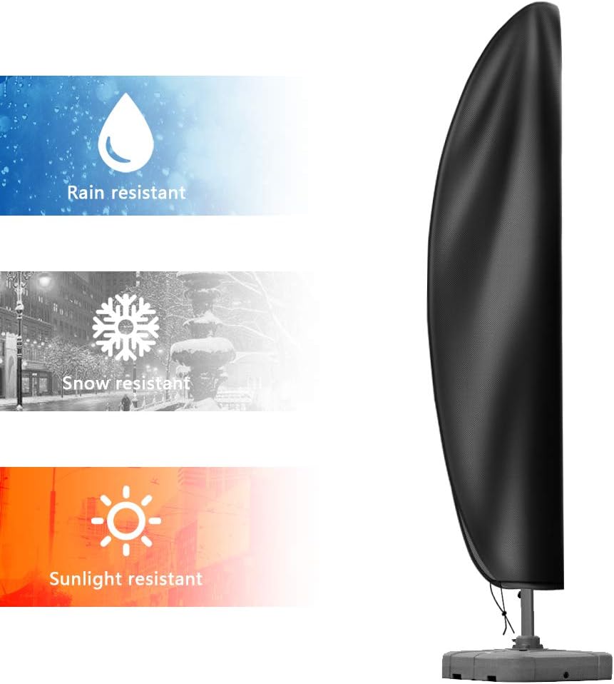 Thumbnail 5 de OKPOW Waterproof Cantilever Parasol Cover (420D Oxford) with Zip, 280 x 81/45 x 30cm
