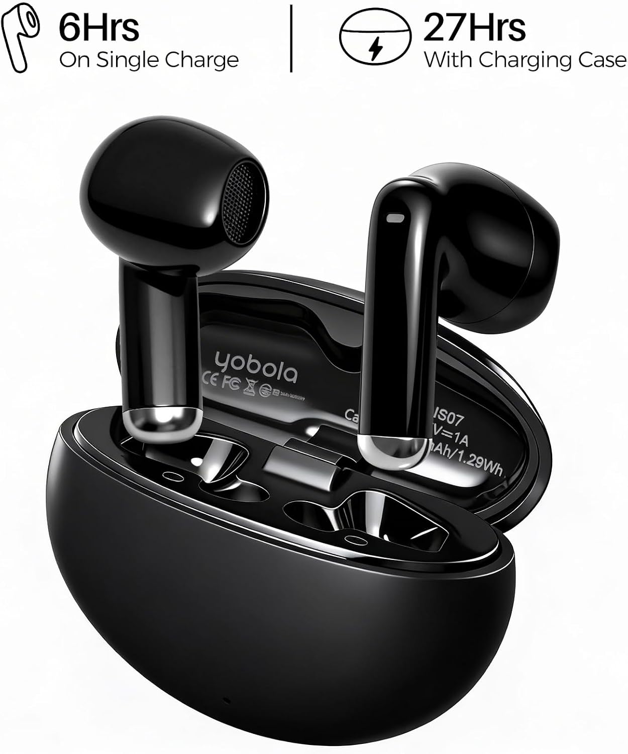 Detalle de yobola Wireless Earbuds: Bluetooth 5.4 In-Ear Headphones with Deep Bass and Clear Calls (IPX7)