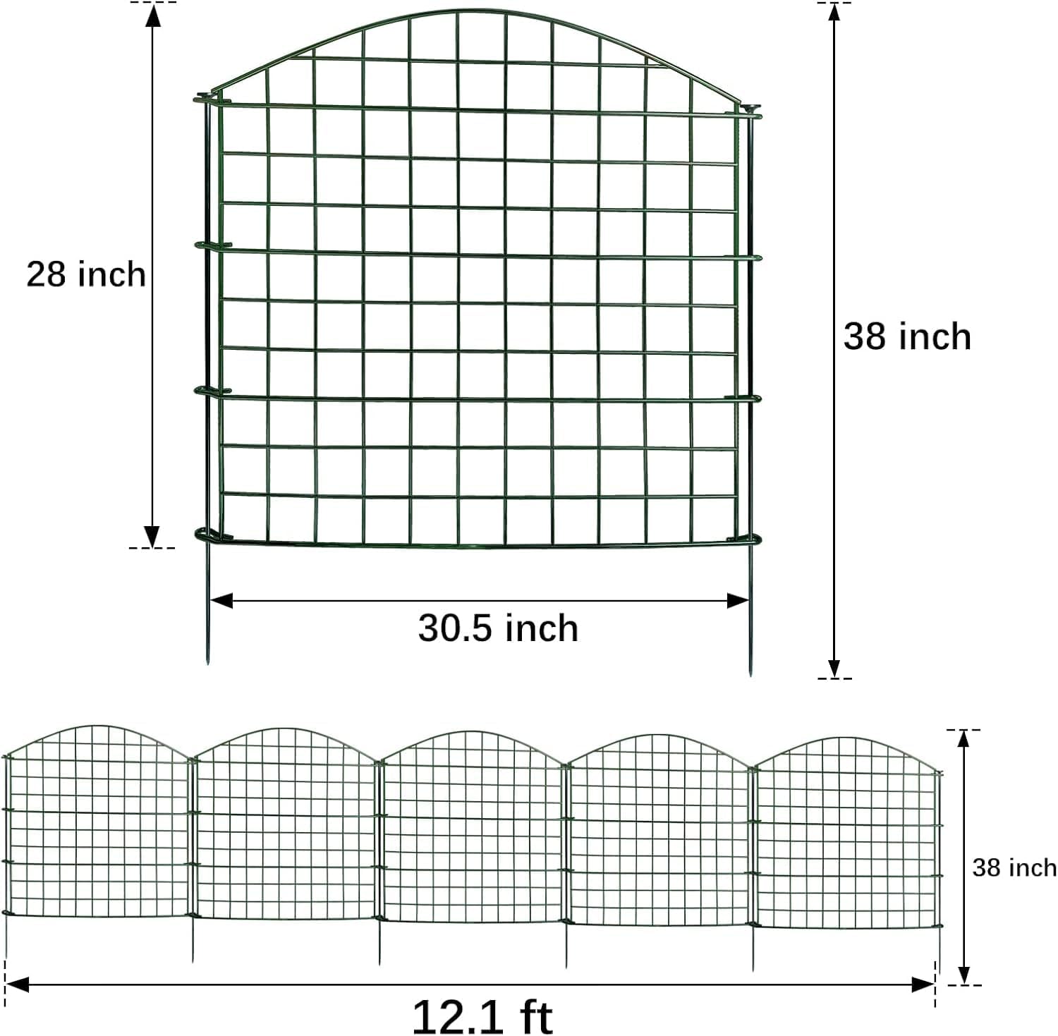 Detalle de Thealyn Decorative Garden Fence: 70cm H x 77cm W, 10 Panels (7.7m) Rust‑Proof Metal Border for Garden and Patio