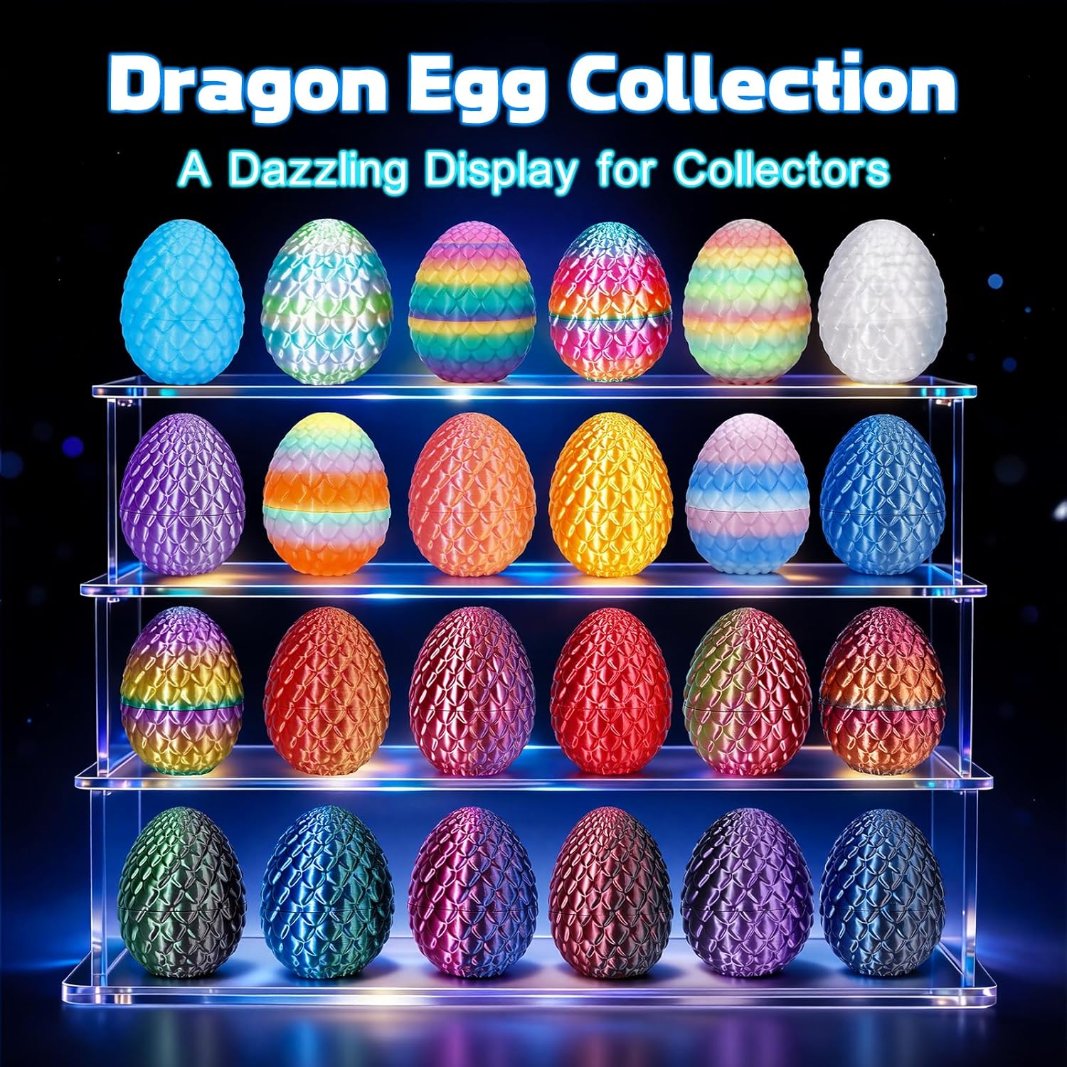 Thumbnail 6 de VivaNova 24 Pack 3D Printed Dragon Eggs with Articulated Mini Dragons (Easter Surprise Eggs)