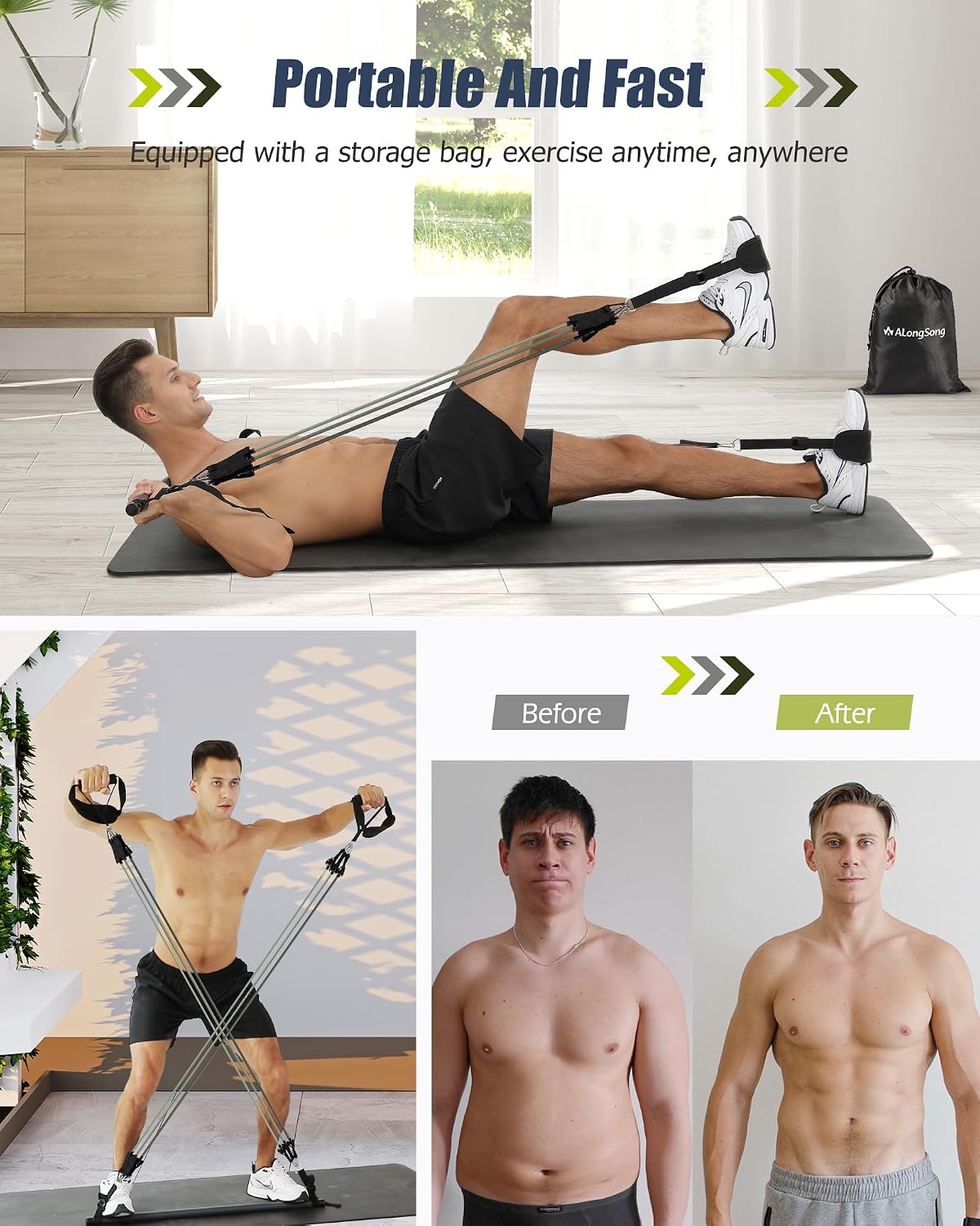 Thumbnail 5 de ALongSong Resistance Band Set with Handle 20-240Lbs 💪
