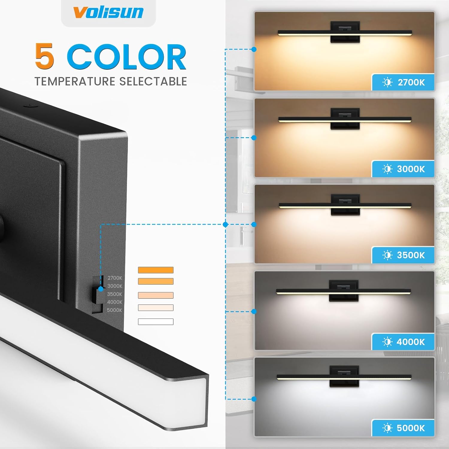 Thumbnail 2 de VOLISUN 24-Inch Modern Bathroom Vanity Light, 14W Dimmable LED, 5 CCT, Rotatable