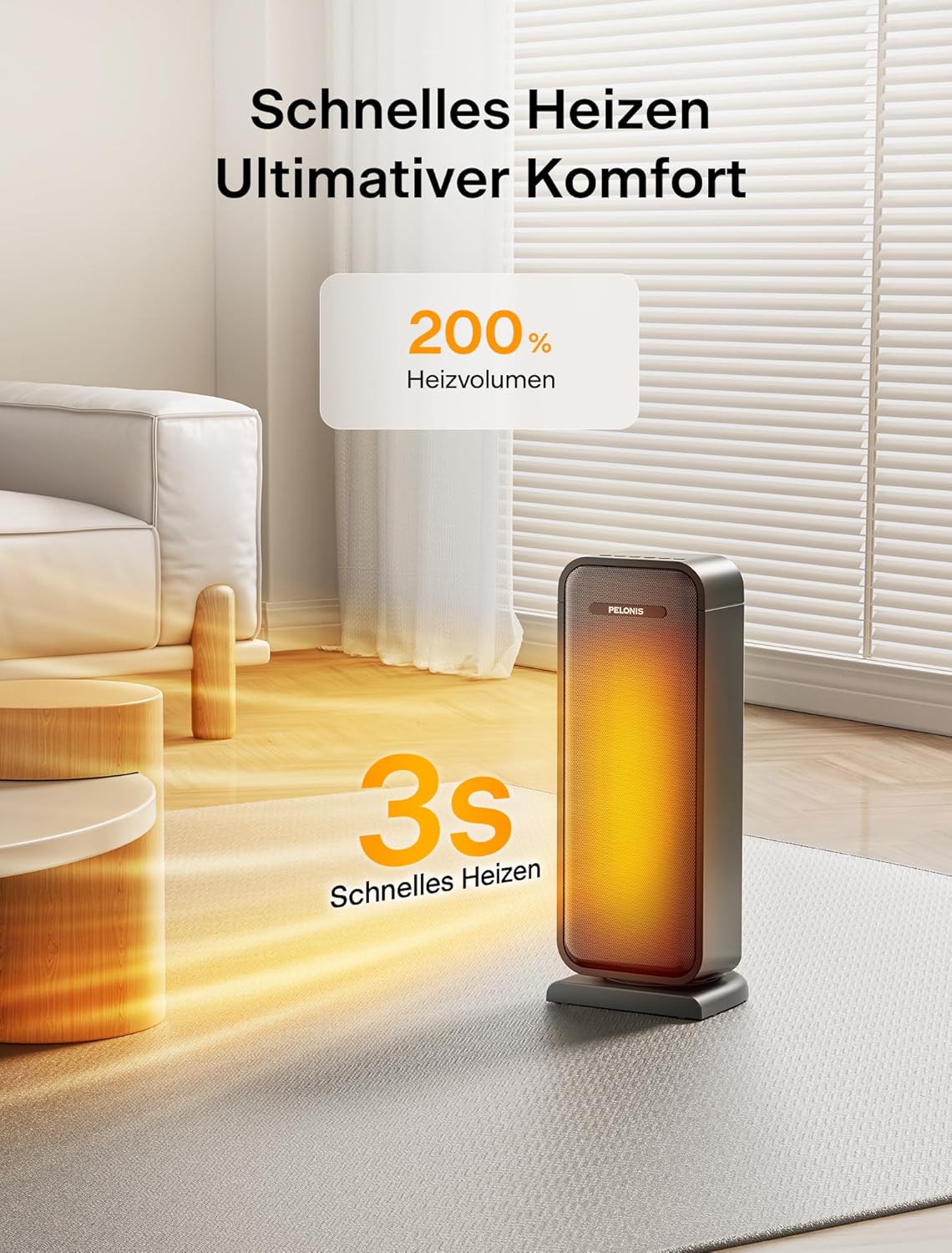 Thumbnail 1 de PELONIS Elektrische Heizung 2000 W – Turmheizung mit 2 Heizstufen, ECO-Modus und Timer