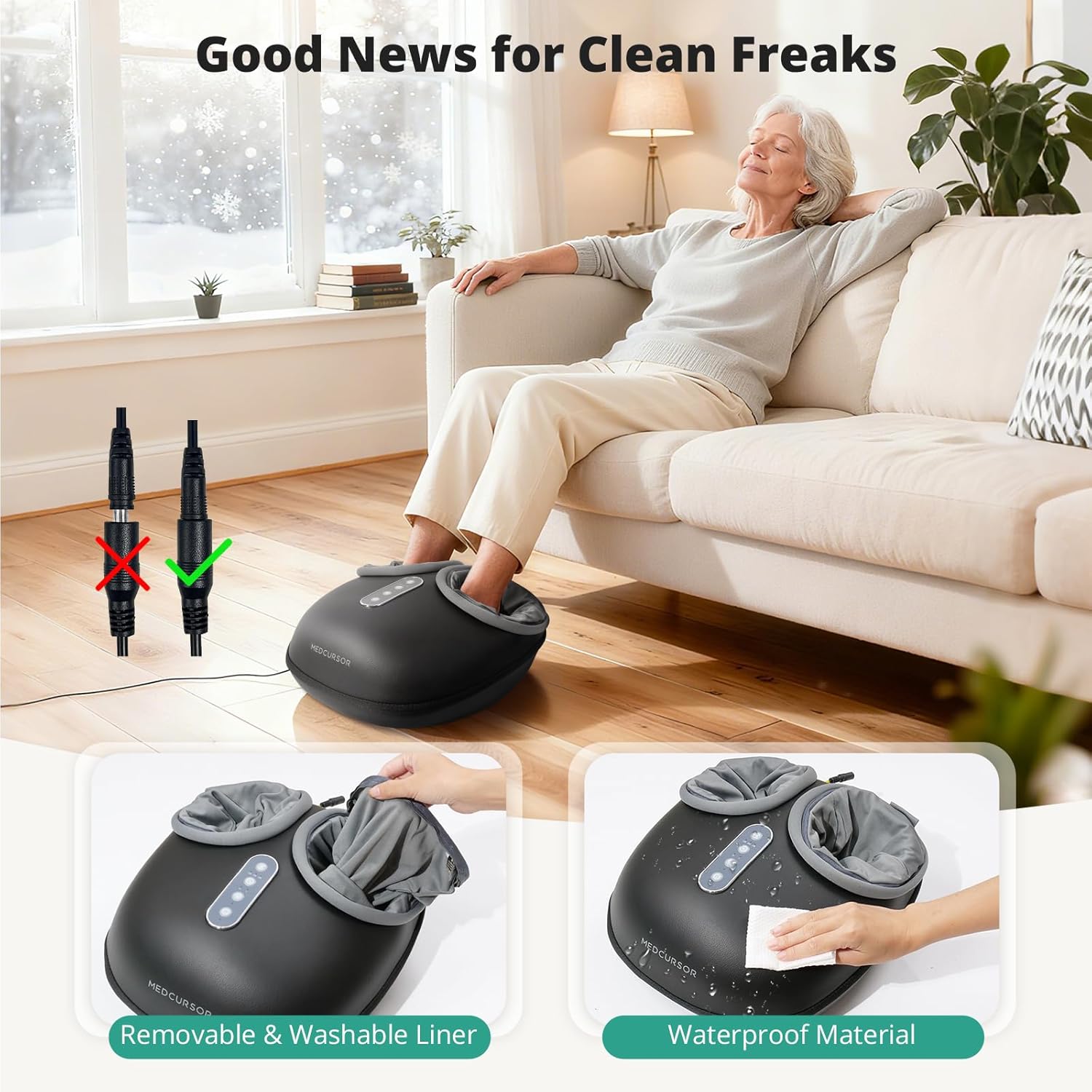 Detalle de Medcursor Foot Massager with Heat — Shiatsu Kneading Therapy for Tired Feet (Up to Size 13")