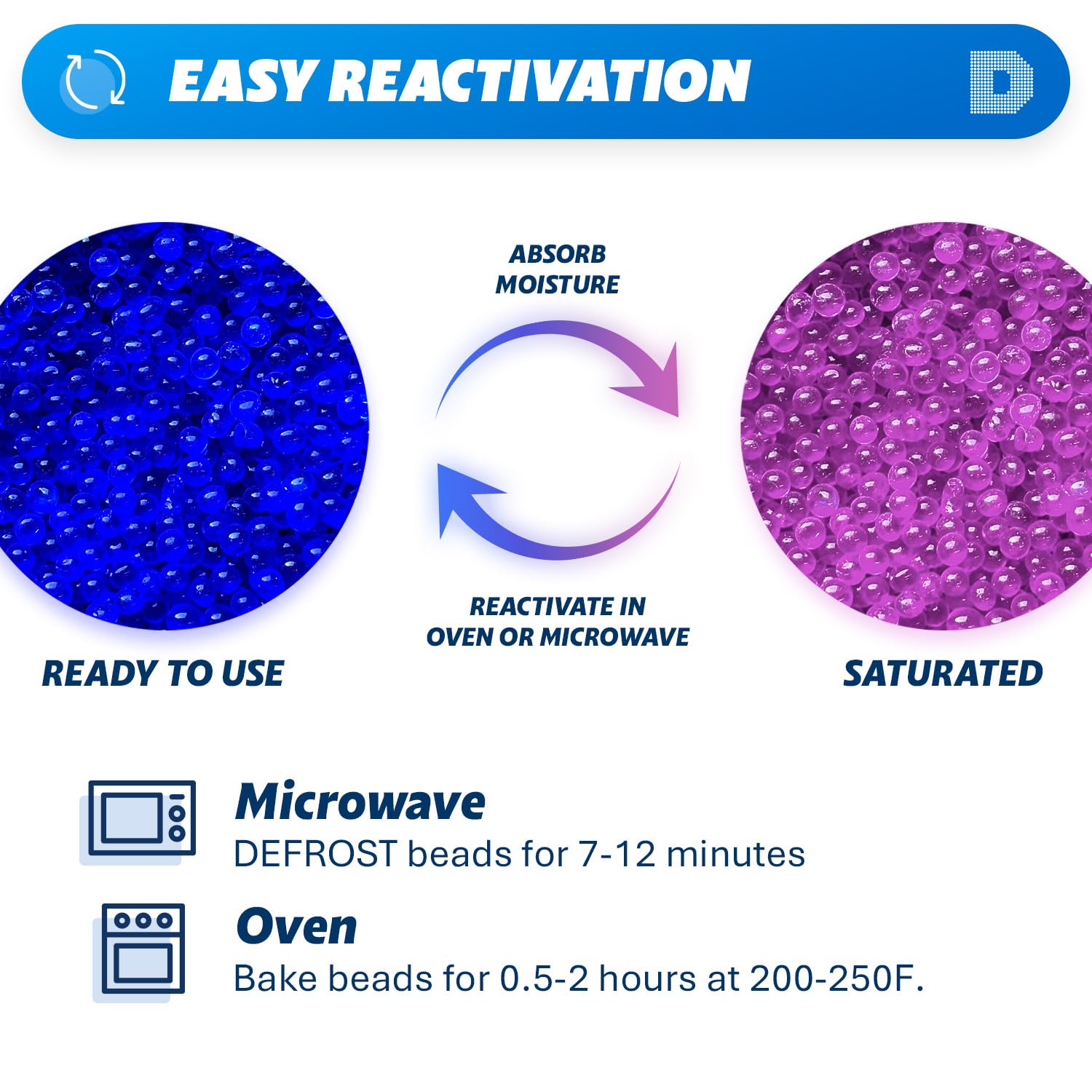 Detalle de Dry & Dry DDBL1GAL Silica Gel Beads, 3.6 lb, 3–5 mm, Blue-Indicating