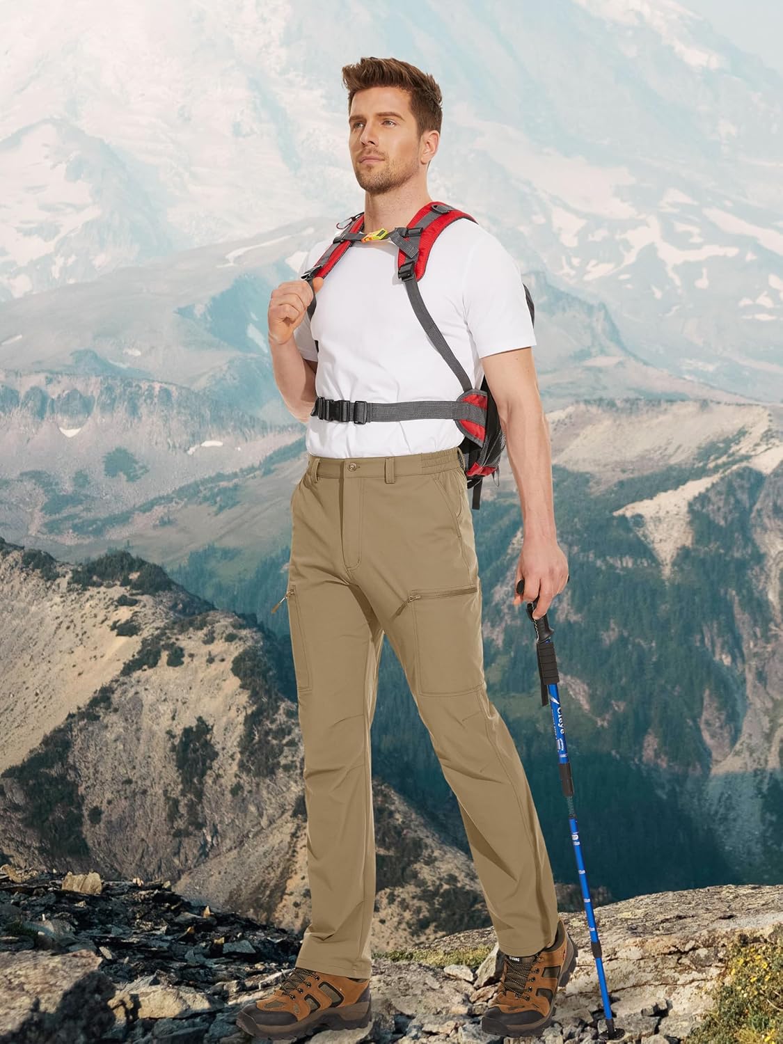Detalle de MAGCOMSEN Men's Hiking Pants, Water-Resistant Ripstop, Quick-Dry, 6 Pockets