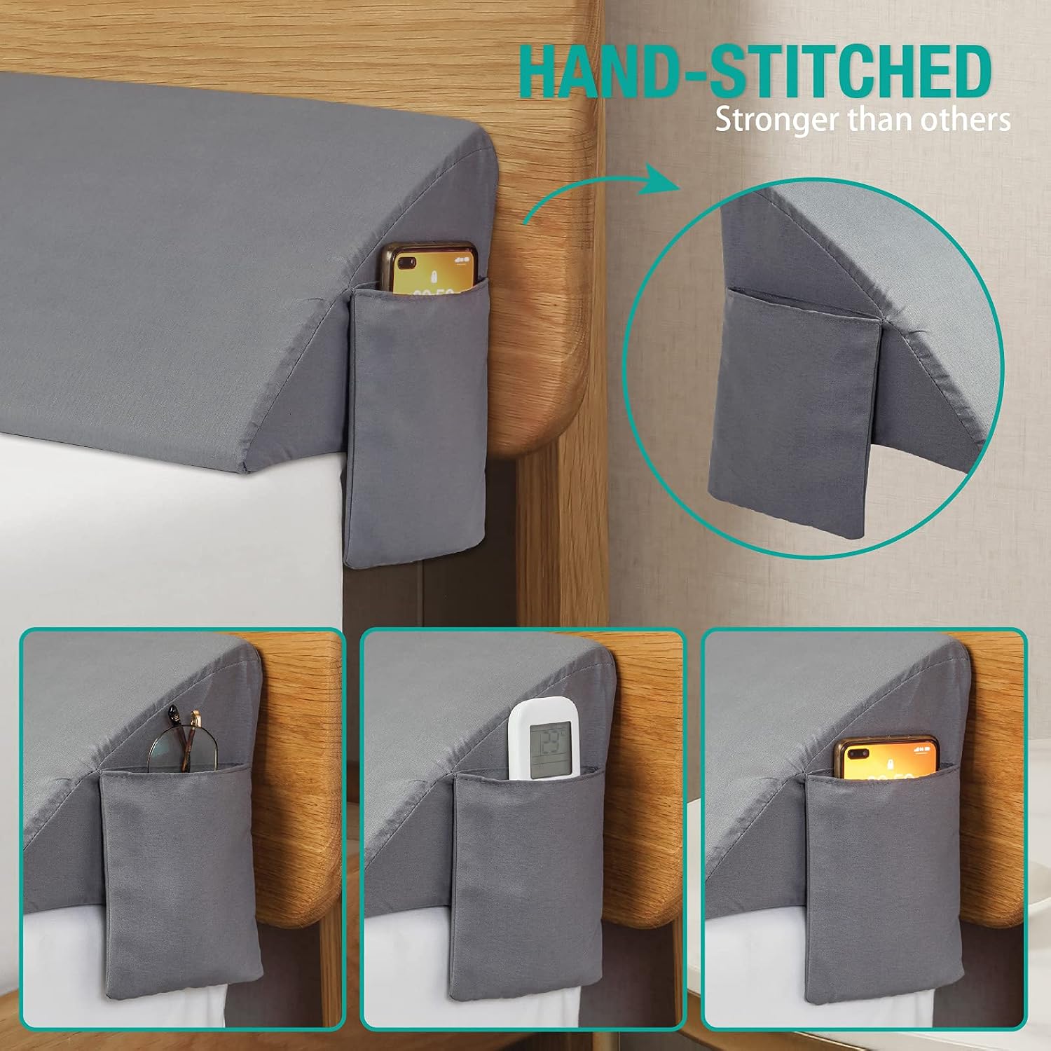 Thumbnail 4 de Vekkia Full Wedge Pillow Headboard Bed Wedge for Gap Fillers 📏? Wait emoji: product category.
```
```
