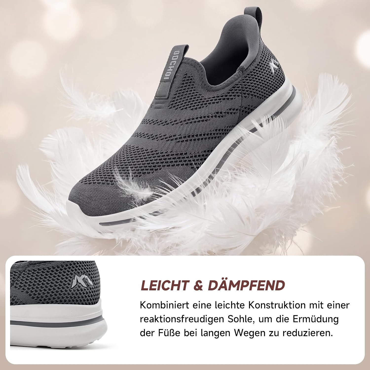 Detalle de ODCKOI Baskets Slip-on Homme Respirantes - Légères et Confortables pour Ville, Randonnée, Course à Pied