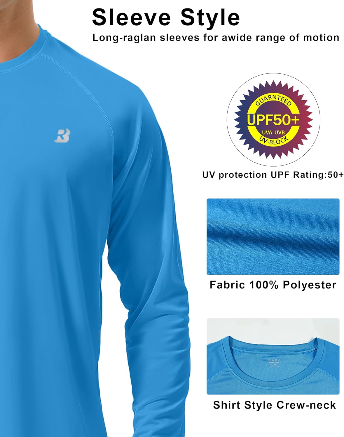Thumbnail 3 de Roadbox UPF 50+ Long-Sleeve UV Protection Rash Guard Shirt for Men