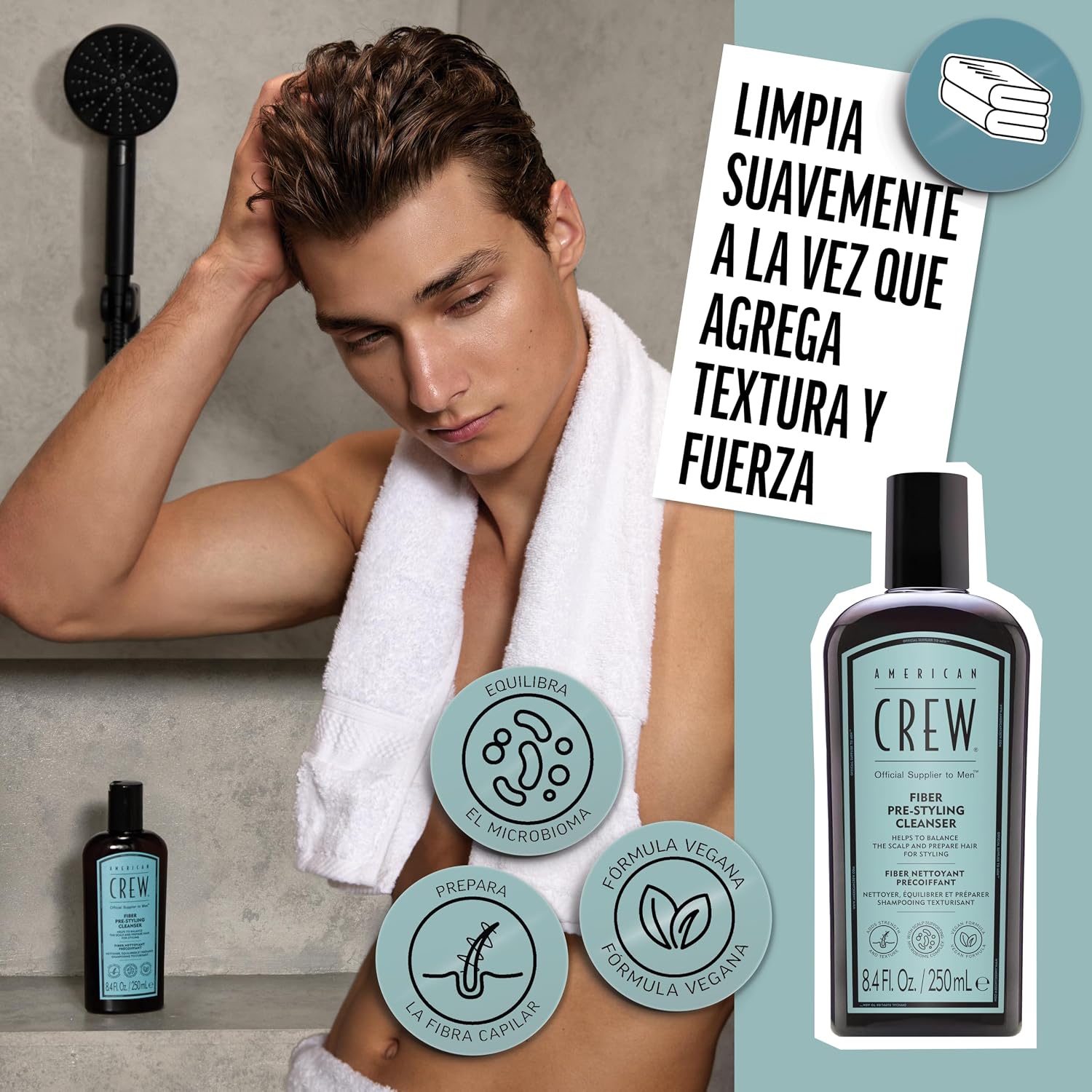 Thumbnail 5 de American Crew Fiber Pre-Styling Shampoo 💪 250ML
