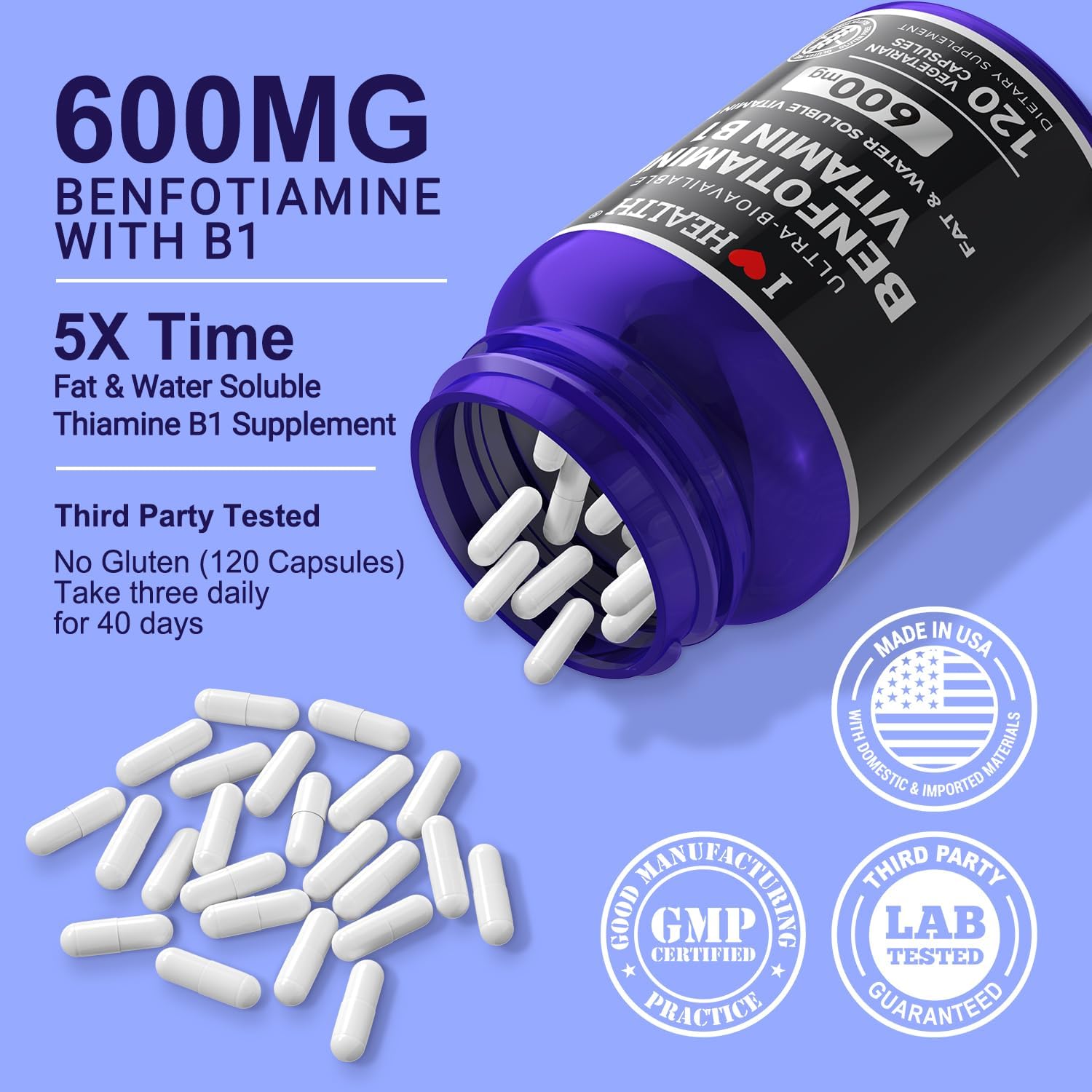 Detalle de Benfotiamine Supplement 600 mg