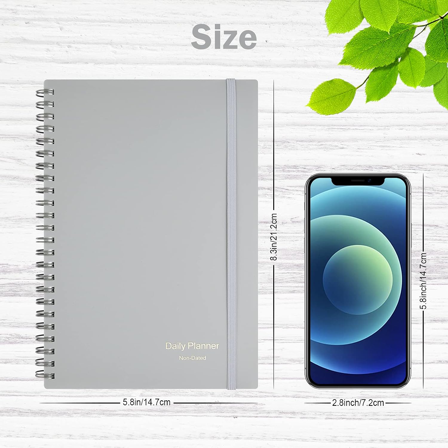 Detalle de Asten Undated Daily Planner, A5 Gray, Hourly Schedule, PVC Cover