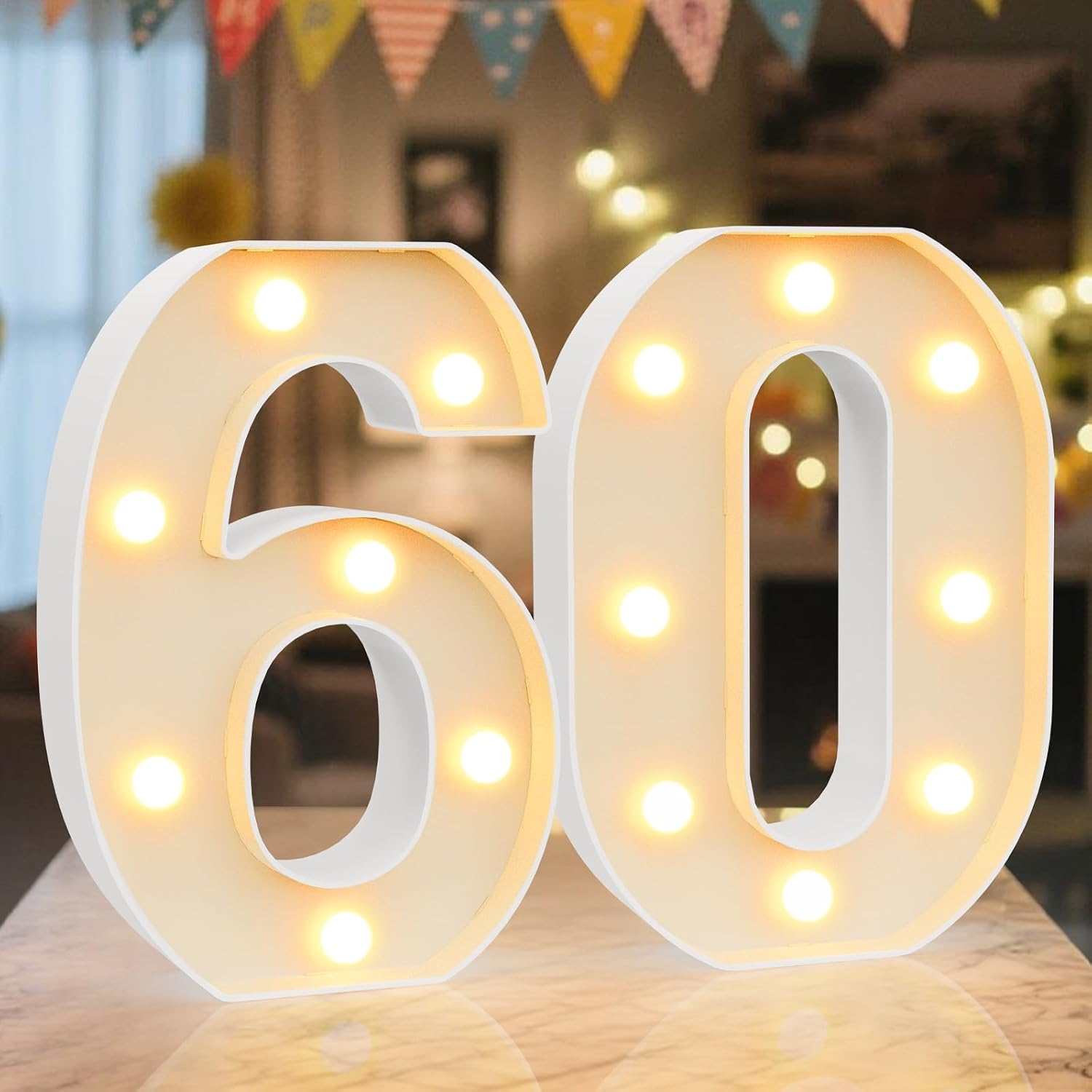 Detalle de Ledido LED Light Up Marquee Number Sign (60) with Cool & Warm Glow