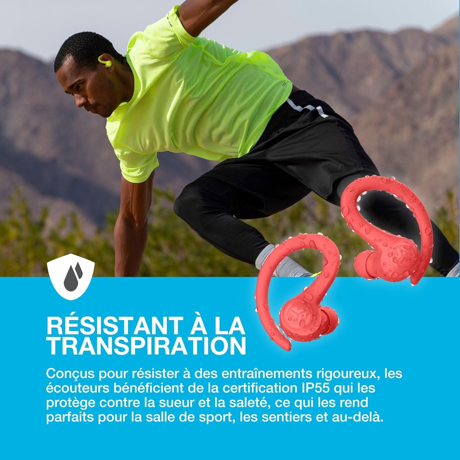 Thumbnail 2 de JLab Go Air Sport+ Écouteurs Bluetooth sans Fil Sport – 35 heures d’autonomie, IP55 et ajustement sécurisé