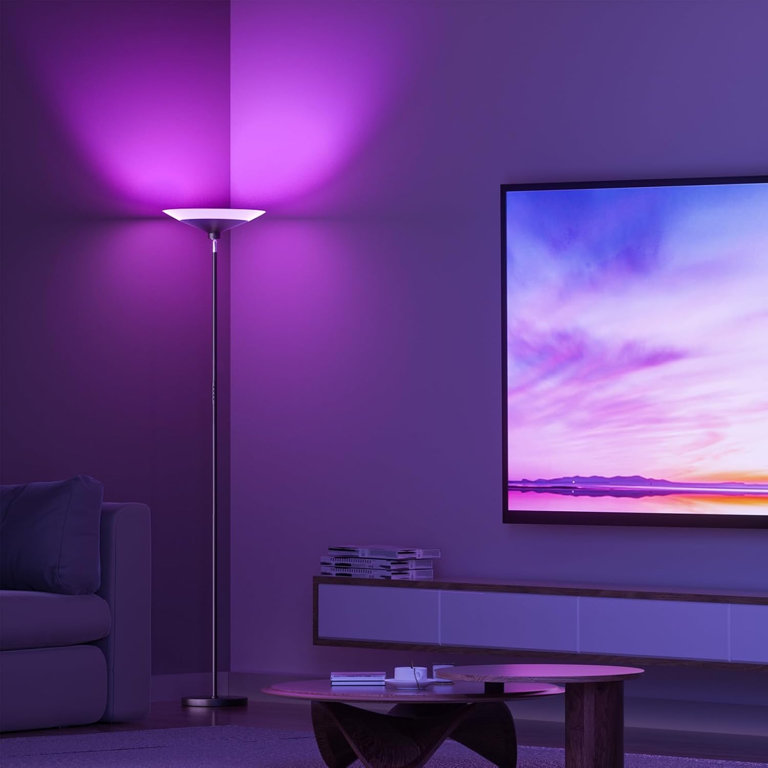 Detalle de SIBRILLE MF30021R.4 Torchiere Floor Lamp, RGB LED, Dimmable, Remote and Button Control