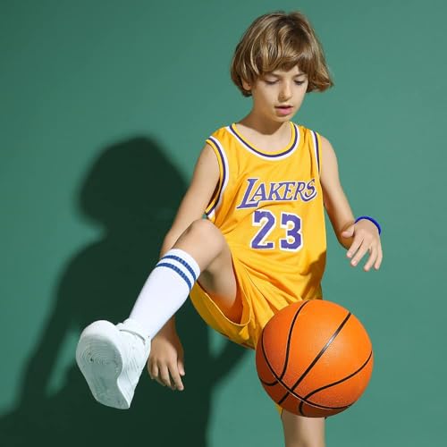 Detalle de FUTERLY Maillot Basket Enfant 2 Pièces Garçon/Fille — Short Jaune (10–12 Ans)