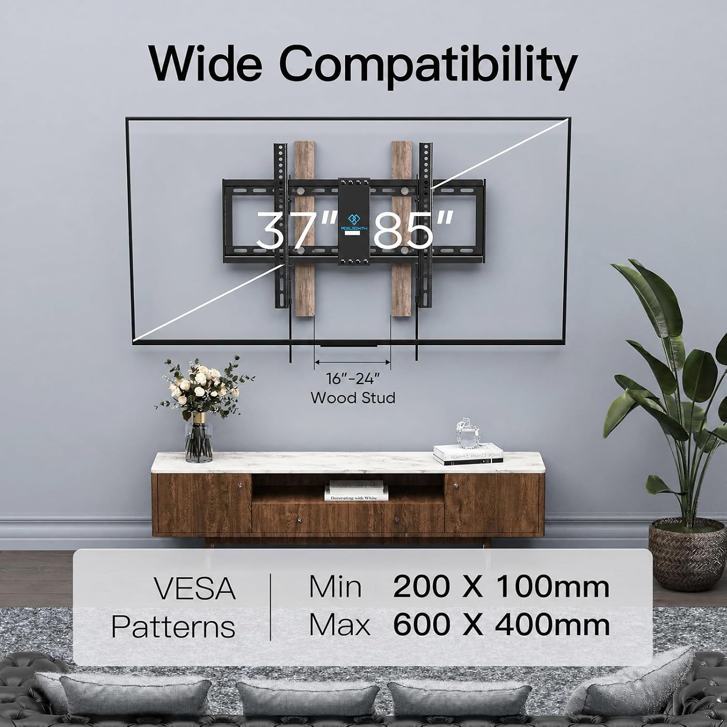 Detalle 2 de PERLESMITH PSLTK1 Tilting TV Wall Mount, 1.2-Inch Profile, Up to 132 lbs