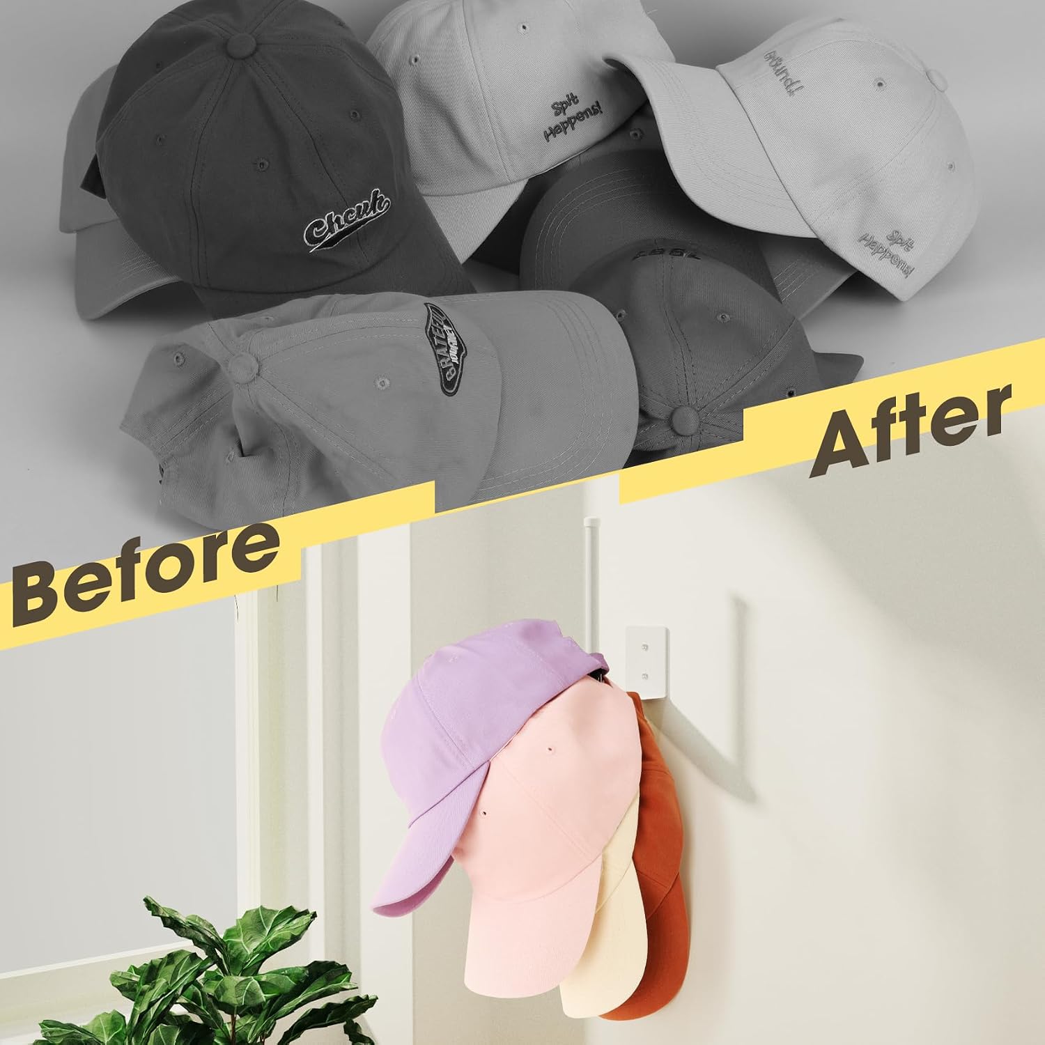 Thumbnail 6 de Durmmur Stainless Steel Wall Hat Rack, 2-Pack, White, Adhesive or Screw Mount