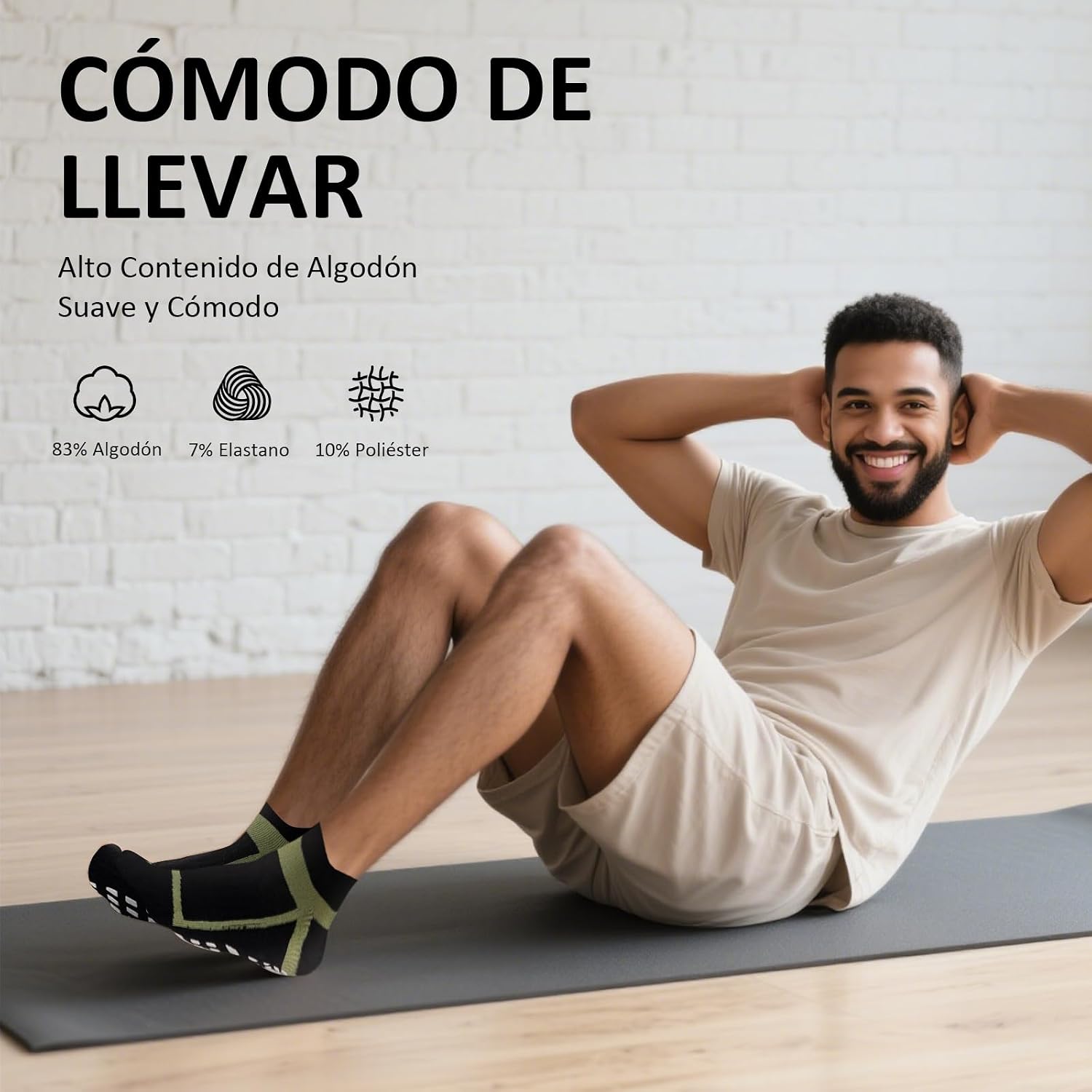 Detalle de ZAKASA Calcetines Antideslizantes Yoga Hombre 3 pares