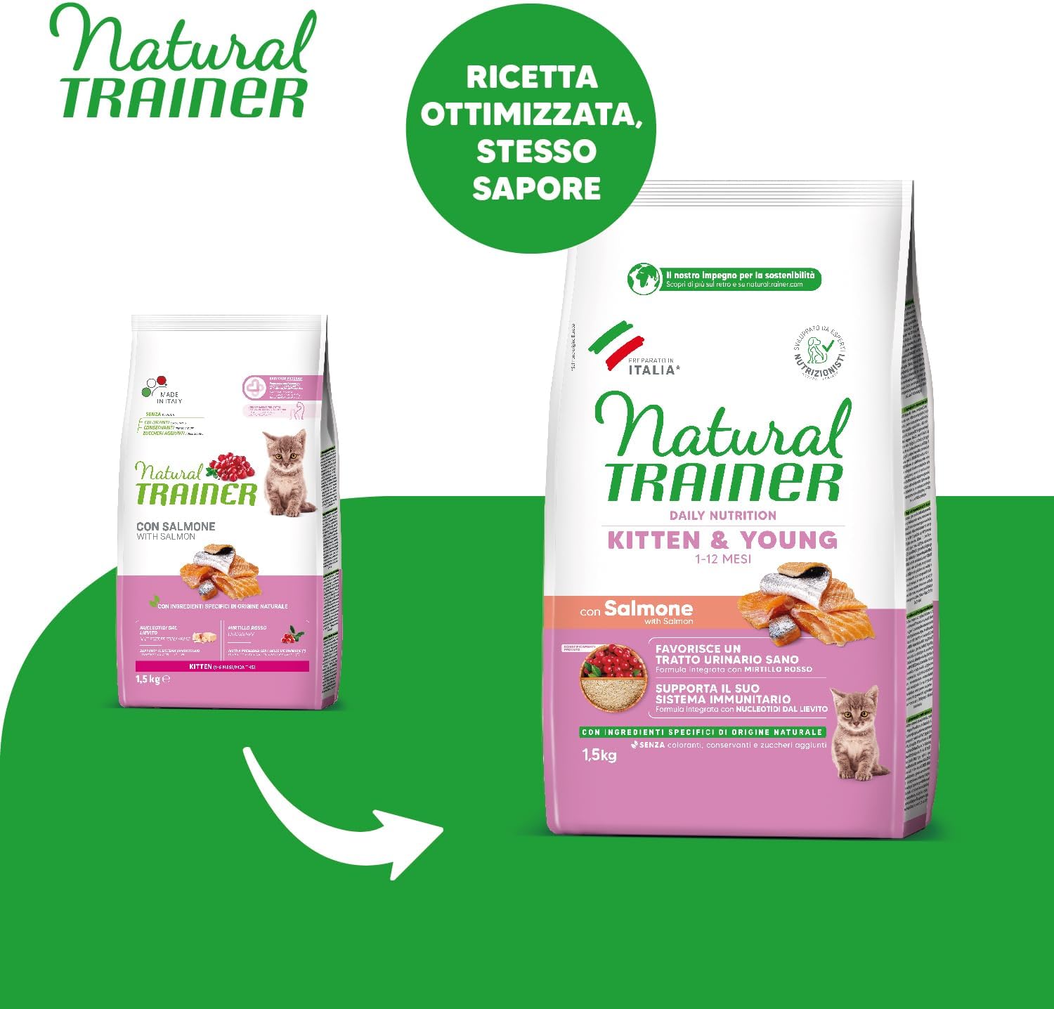 Detalle 2 de Trainer Kitten Cibo per Gattino 1–12 Mesi con Salmone, 1,5 kg – Dettagli e guida all’acquisto