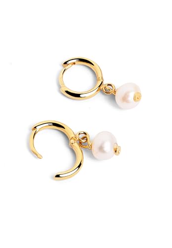 Thumbnail 2 de SINGULARU Pendientes Aro Pearl de Plata 925 con Baño de Oro 18K y Cierre Congo-Click