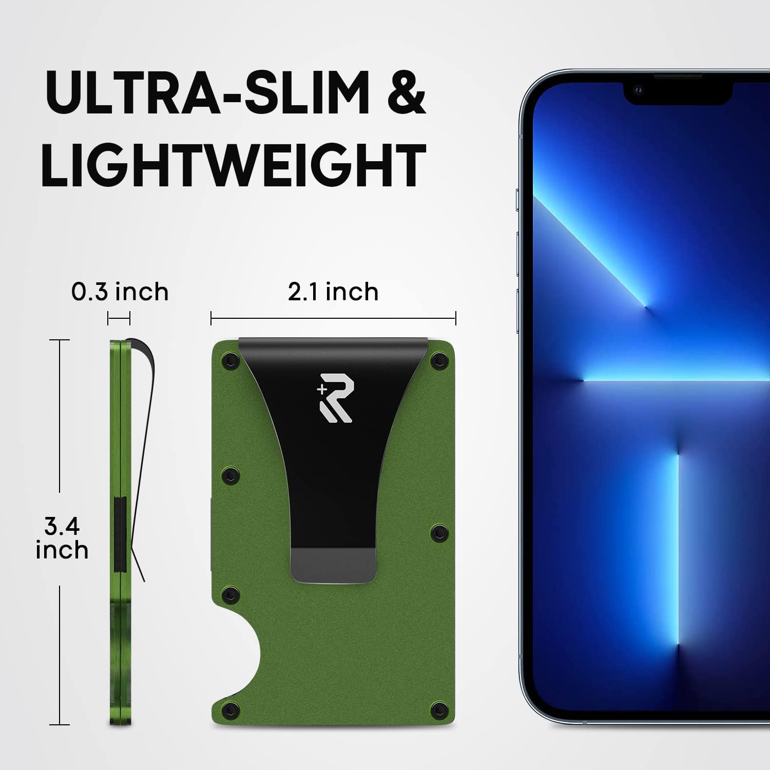 Thumbnail 4 de RealPlus porte-cartes homme minimaliste avec blocage RFID et pince à billets (vert)