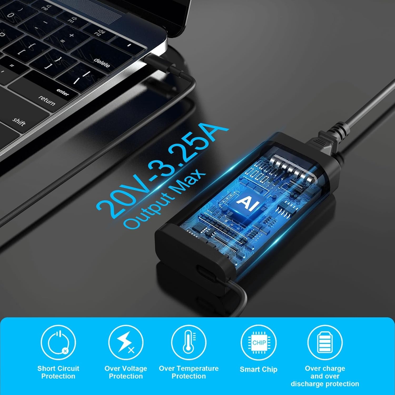 Detalle de GDTOWD USB-C laptop charger 65W