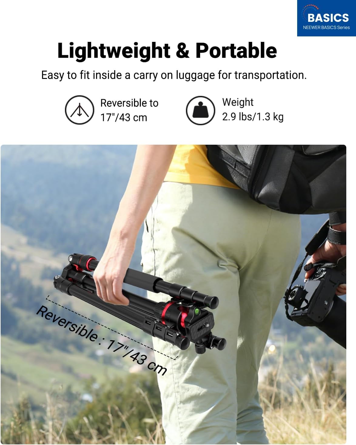 Detalle 2 de NEEWER TP14B 72" Travel Tripod — 13.2 lb load