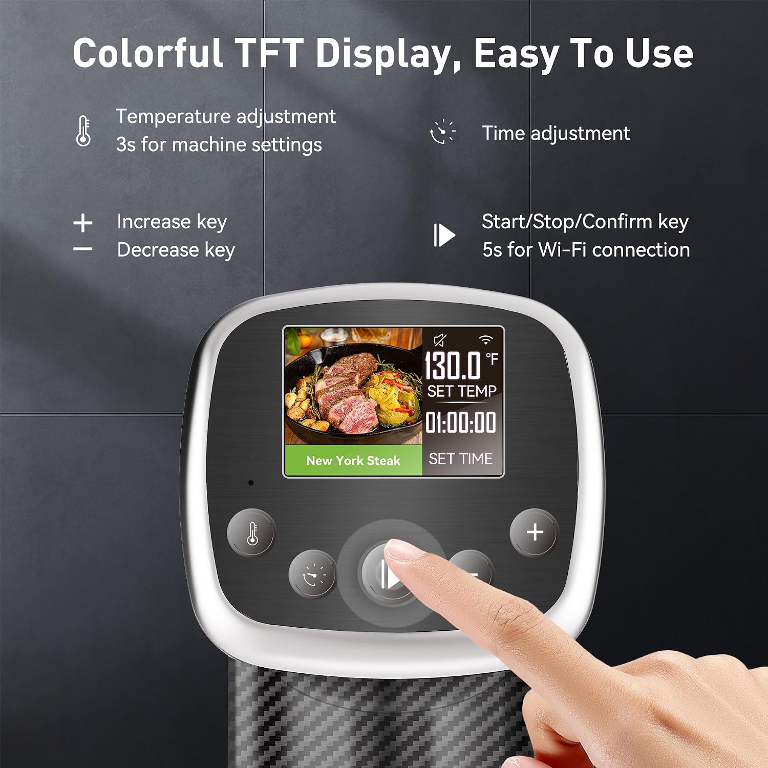 Detalle 2 de KitchenBoss G322PT 1100W Sous Vide Cooker with Wi-Fi, LCD and Brushless Motor
