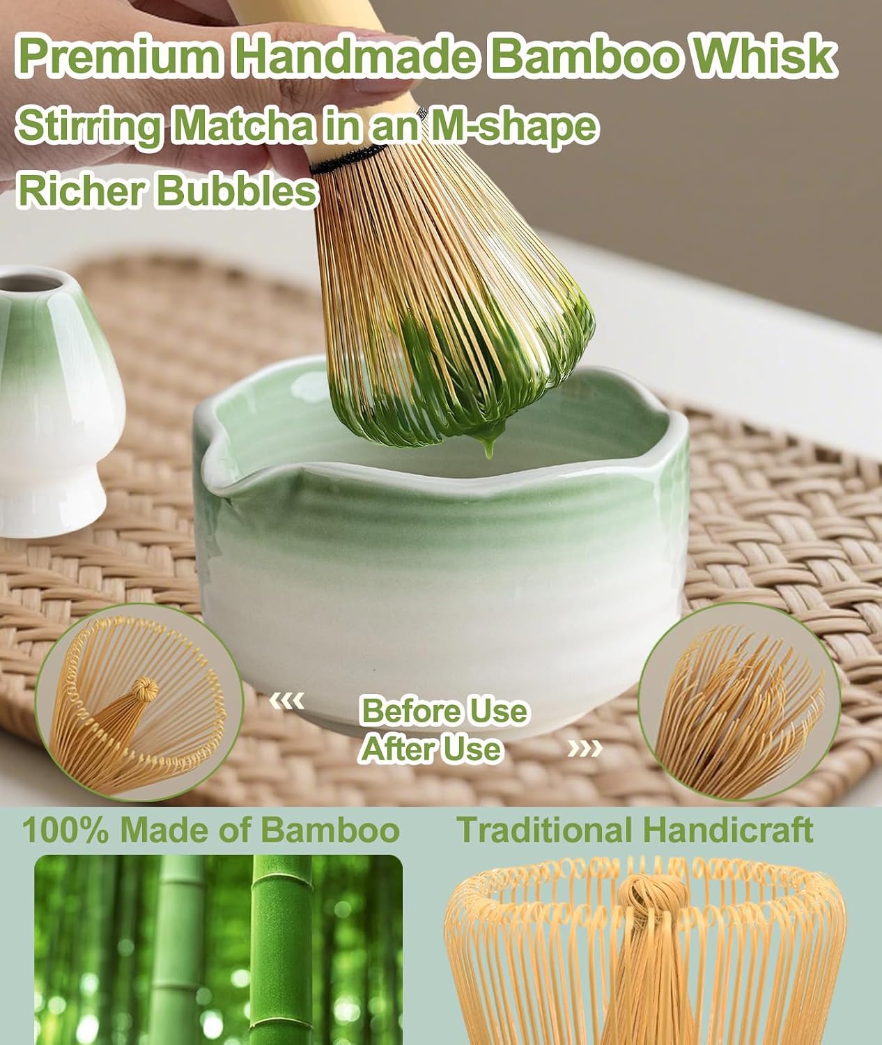 Detalle 2 de JBER Matcha-Set-7PCS matchaset met bamboe garde en keramische kom