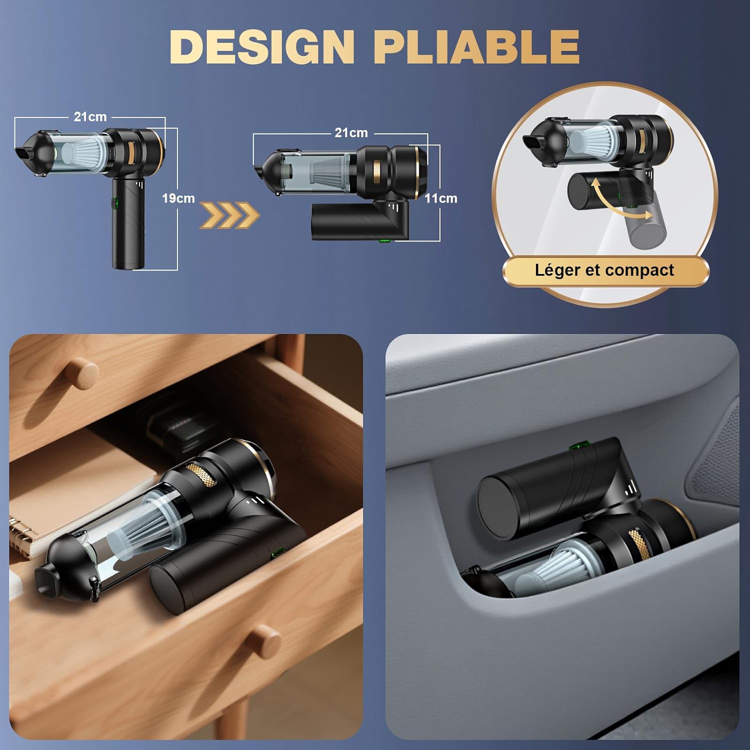 Detalle de Feolaviy Aspirateur à main sans fil 4 en 1 puissant