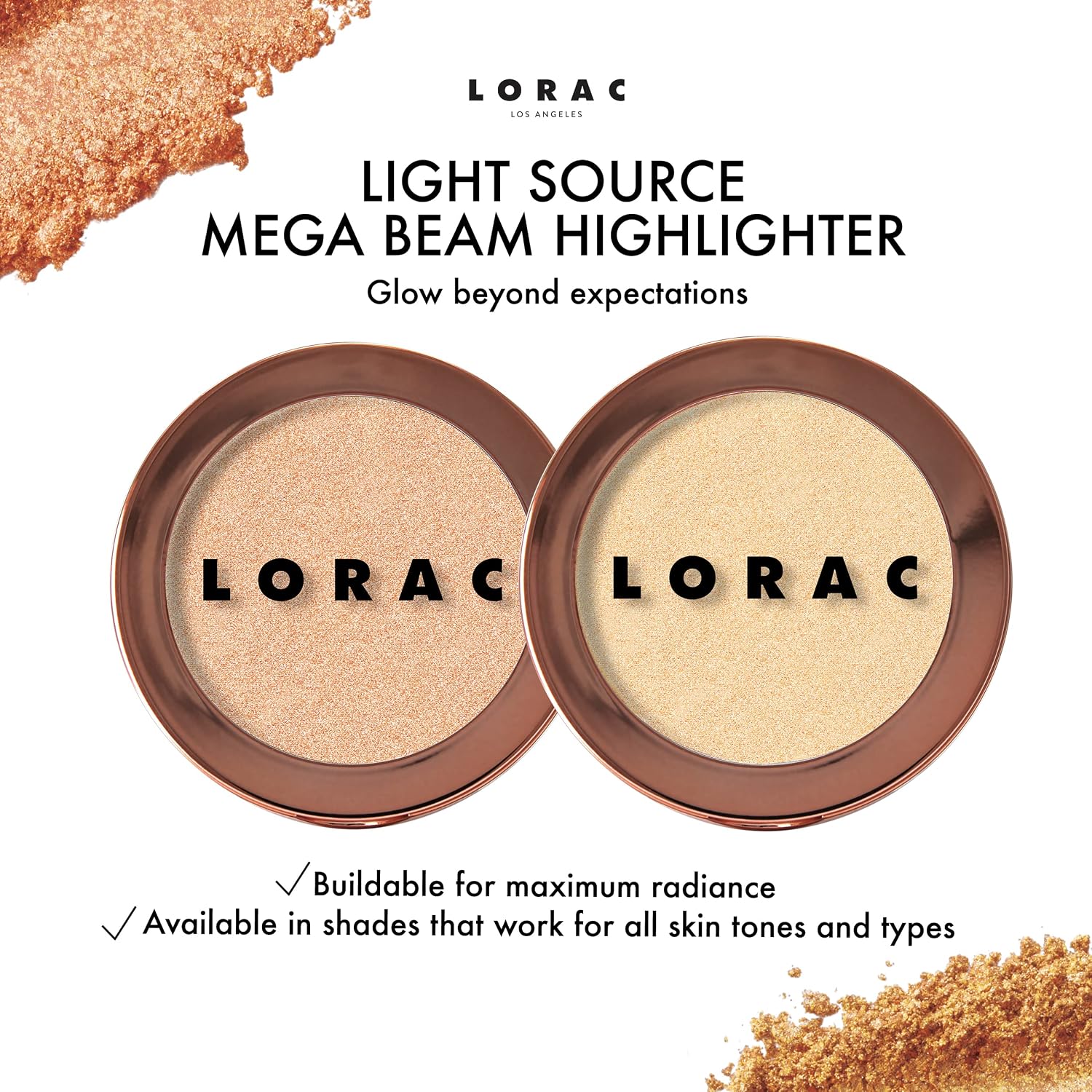 Detalle 2 de LORAC Light Source Mega Beam Highlighter — Gilded Lily Gold 💄