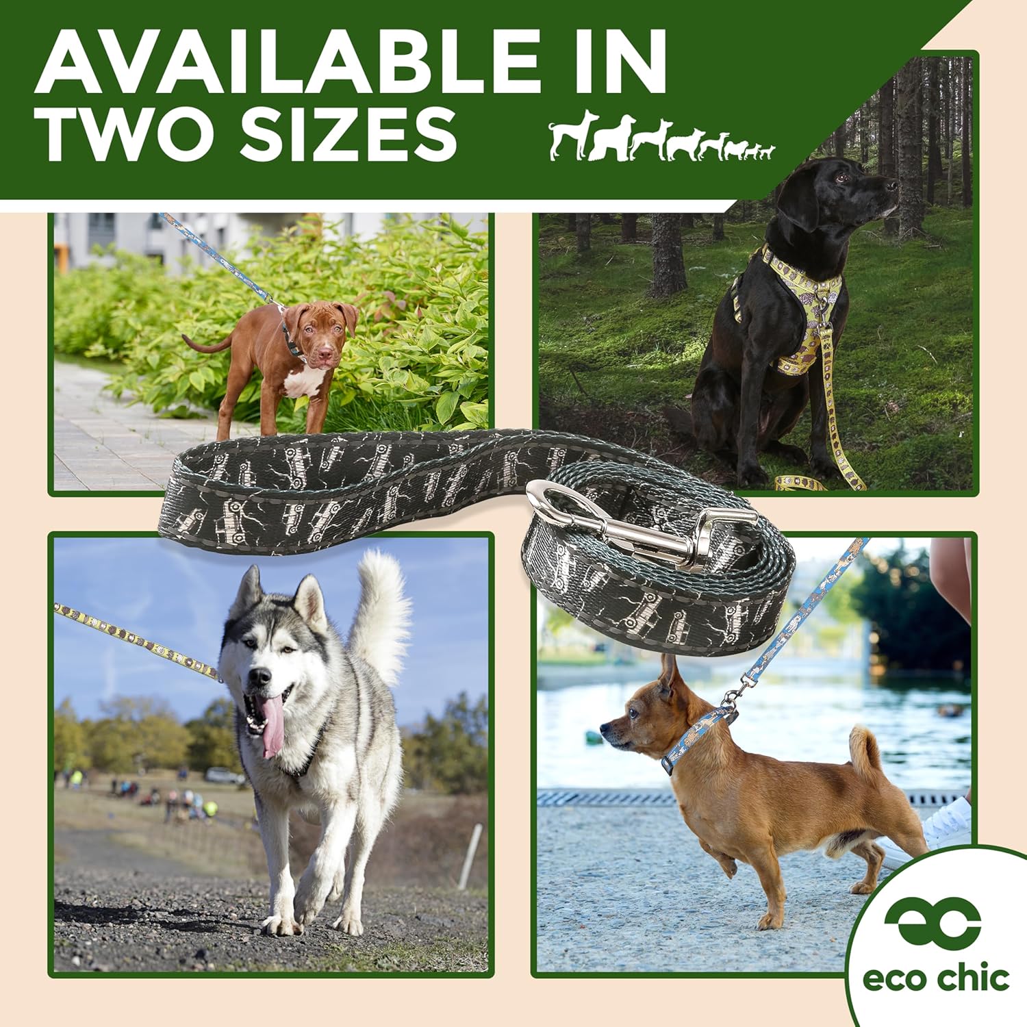 Thumbnail 4 de Eco Chic Recycled Dog Lead Double-Sided Reflective (Machine Washable) – Dogs Blue, Small