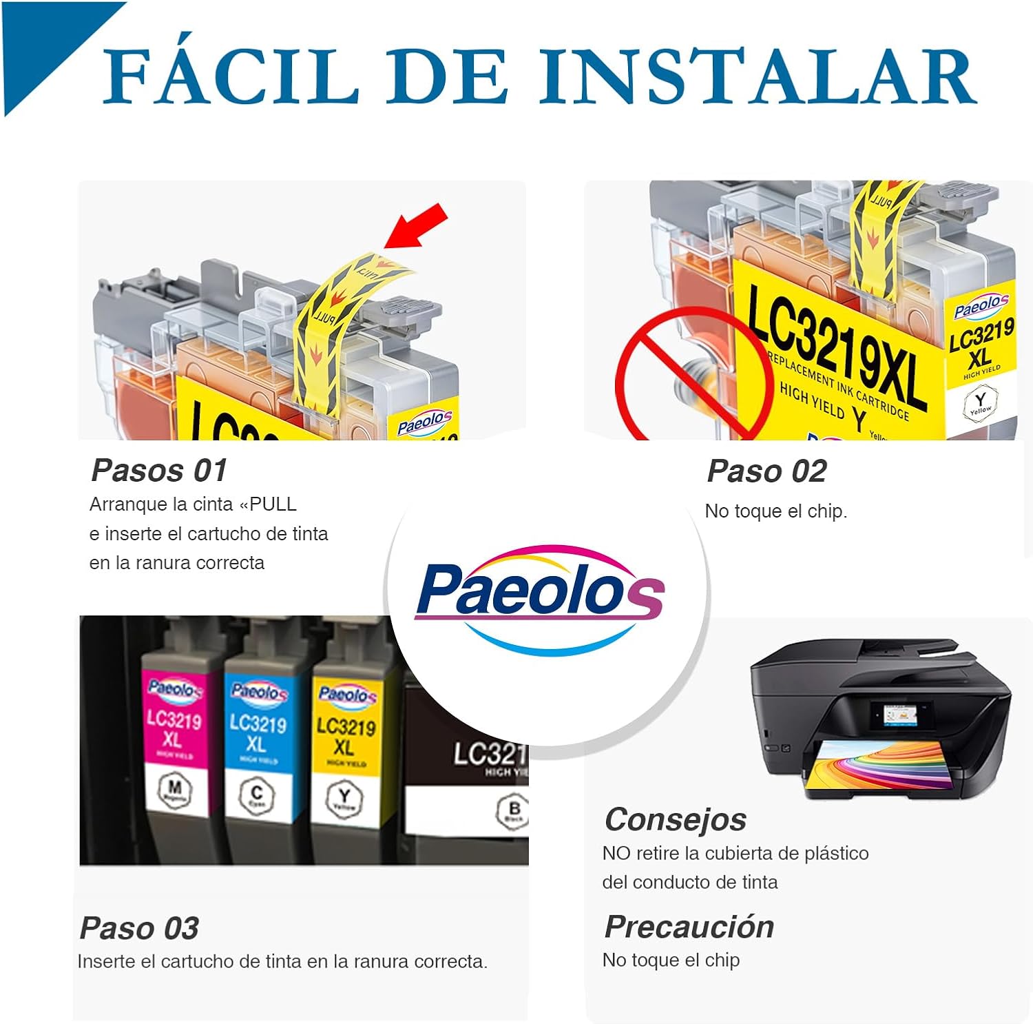 Detalle 2 de Paeolos LC3219XL Tinta Compatible Brother 🖊