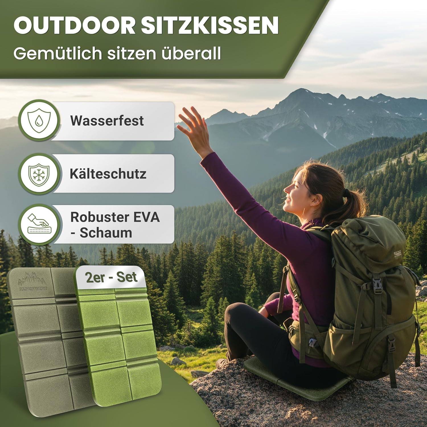 Thumbnail 5 de Alpenwert Outdoor Sitzkissen Faltbar 2er Set