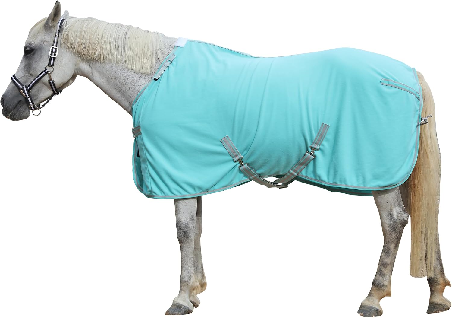 Fleece Horse Rug – Breathable Moisture-Wicking Cooler Rug with Adjustable Neck (Mint Green, 6'3")