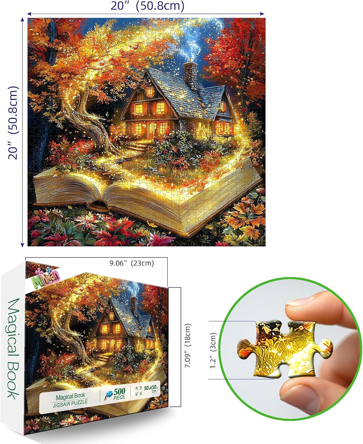 Thumbnail 1 de MINIWAN BFJIUJIU-00673 500-Piece Fantasy Cottage Jigsaw Puzzle, 20 x 20 in