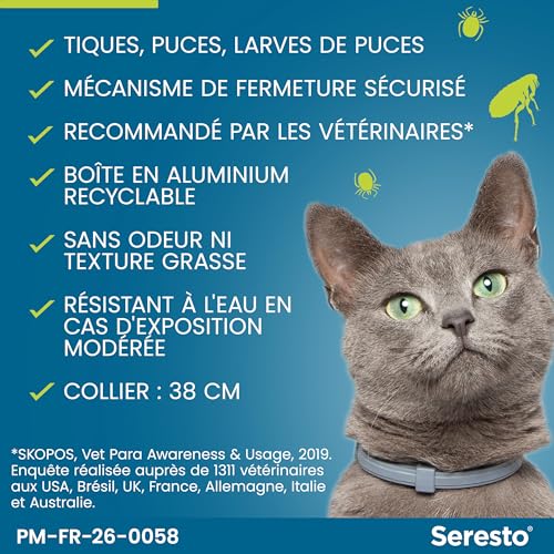 Thumbnail 4 de Seresto Collier Chats Gris – Protection antiparasitaires longue durée (7–8 mois) contre puces et tiques
