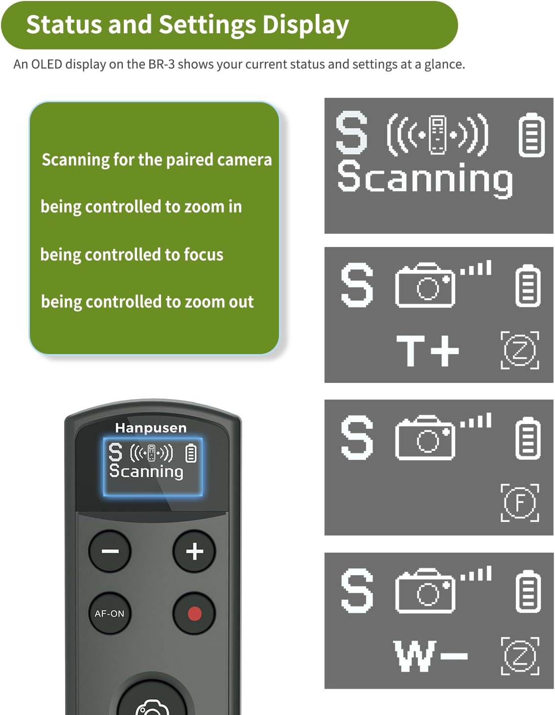 Thumbnail 5 de Hanjpusen Wireless Shutter Remote for Sony Cameras with OLED Screen (Rechargeable) – Replaces RMT-P1BT