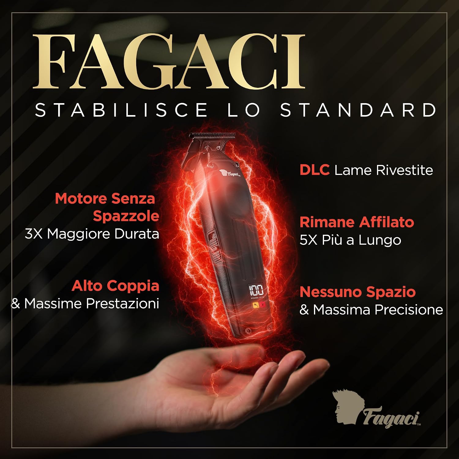 Detalle de Fagaci Macchinetta per Capelli Professionale Zero Gap – Tagliacapelli da Barbiere Brushless 7200 RPM