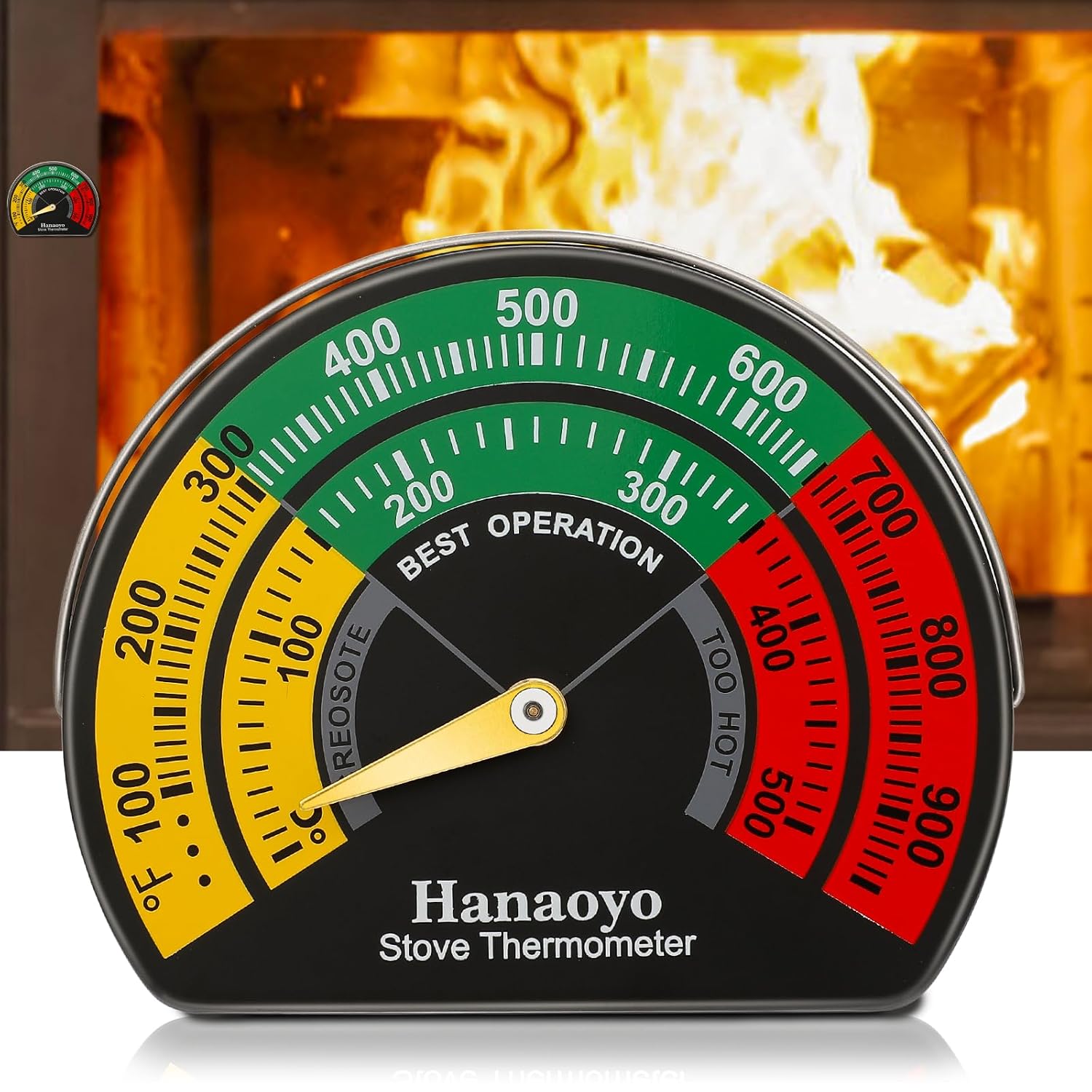 Detalle de Hanaoyo MLBT123 Stove Thermometer with Magnetic Mount and Large Dial