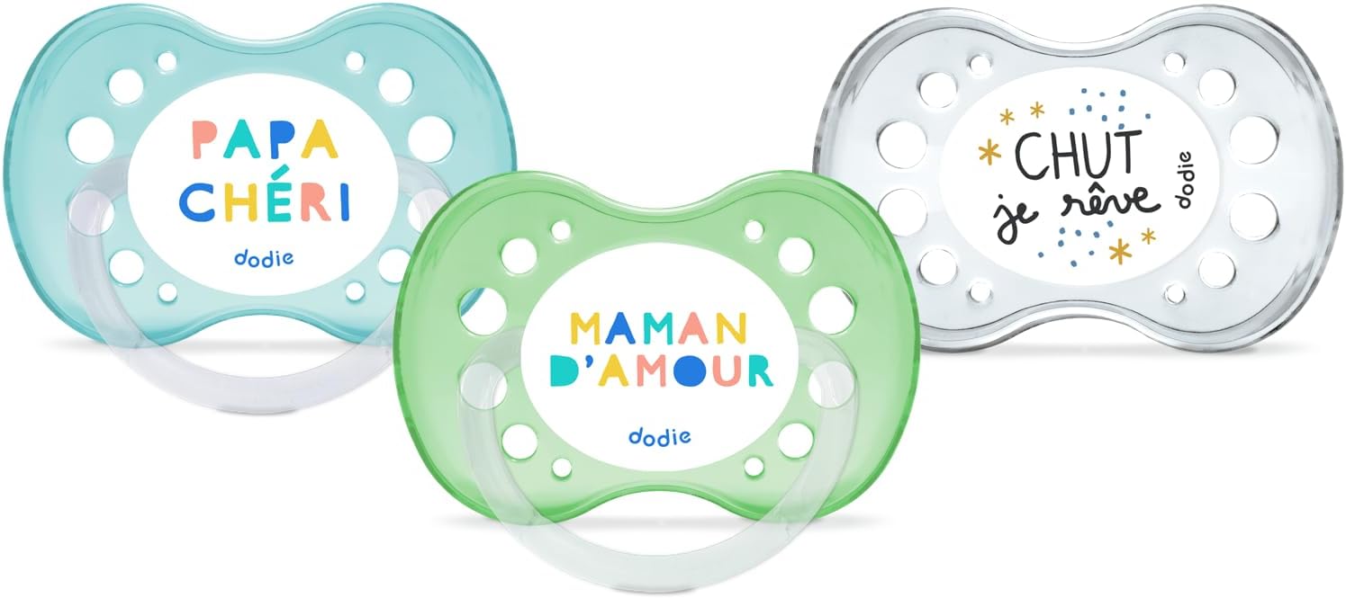 Thumbnail 6 de Lot de 6 sucettes anatomiques Dodie ESSENTIEL jour/nuit +18 mois (bleu) – forme réversible