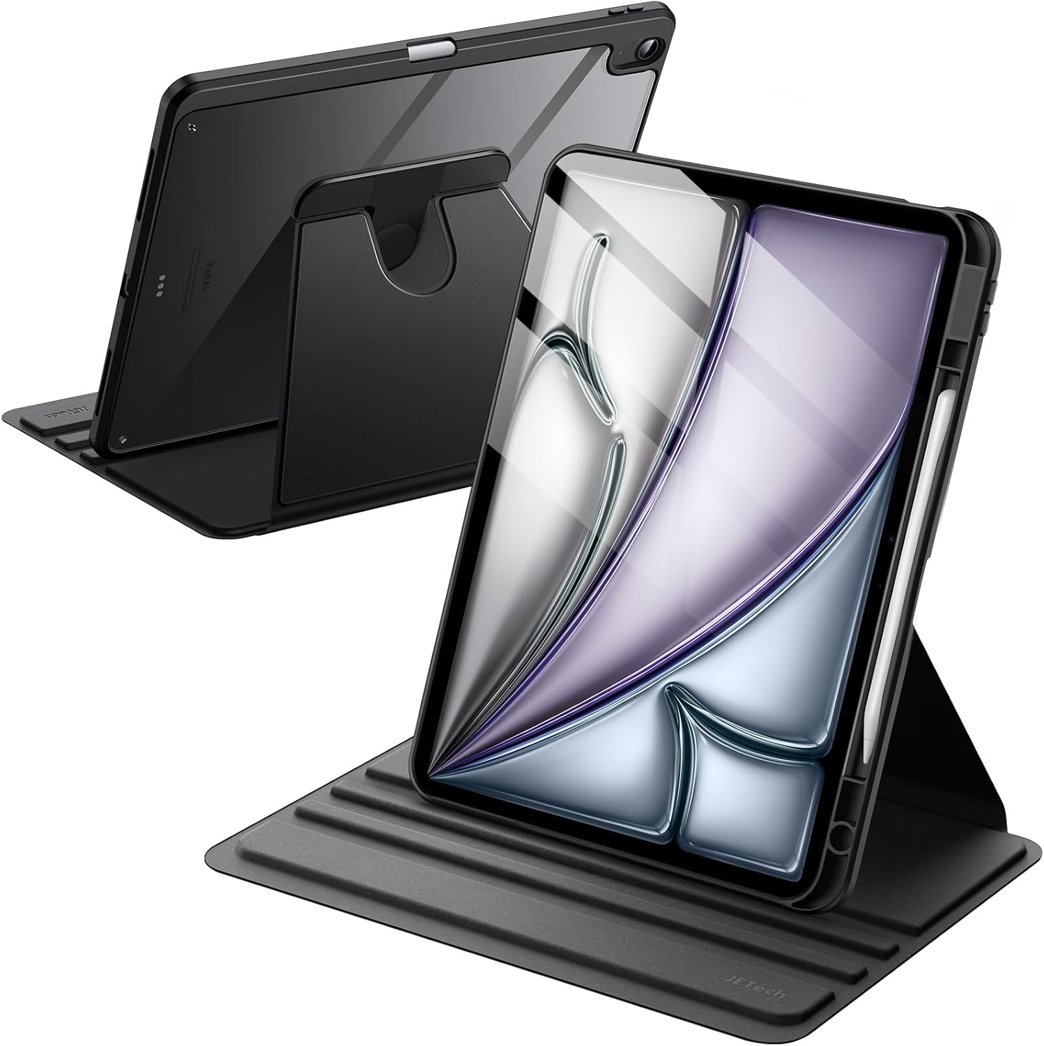 Detalle de JETech Rotating Case for iPad Air 13-Inch M4/M3/M2 (2026/2025/2024) with Pencil Holder – Black
