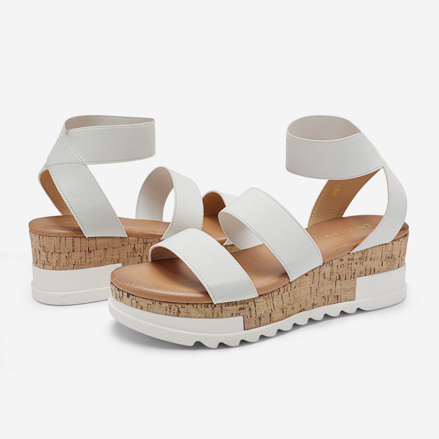 Thumbnail 3 de DREAM PAIRS Women's Open Toe Elastic Ankle Strap Casual Flatform Platform Wedges Sandals