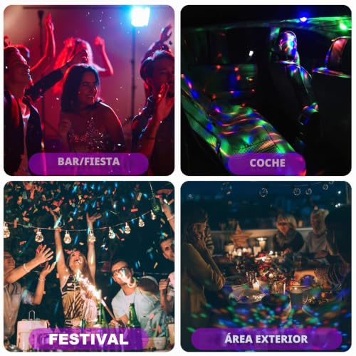 Thumbnail 7 de URAQT Bola de discoteca RGB recargable, 2 unidades con activación por sonido