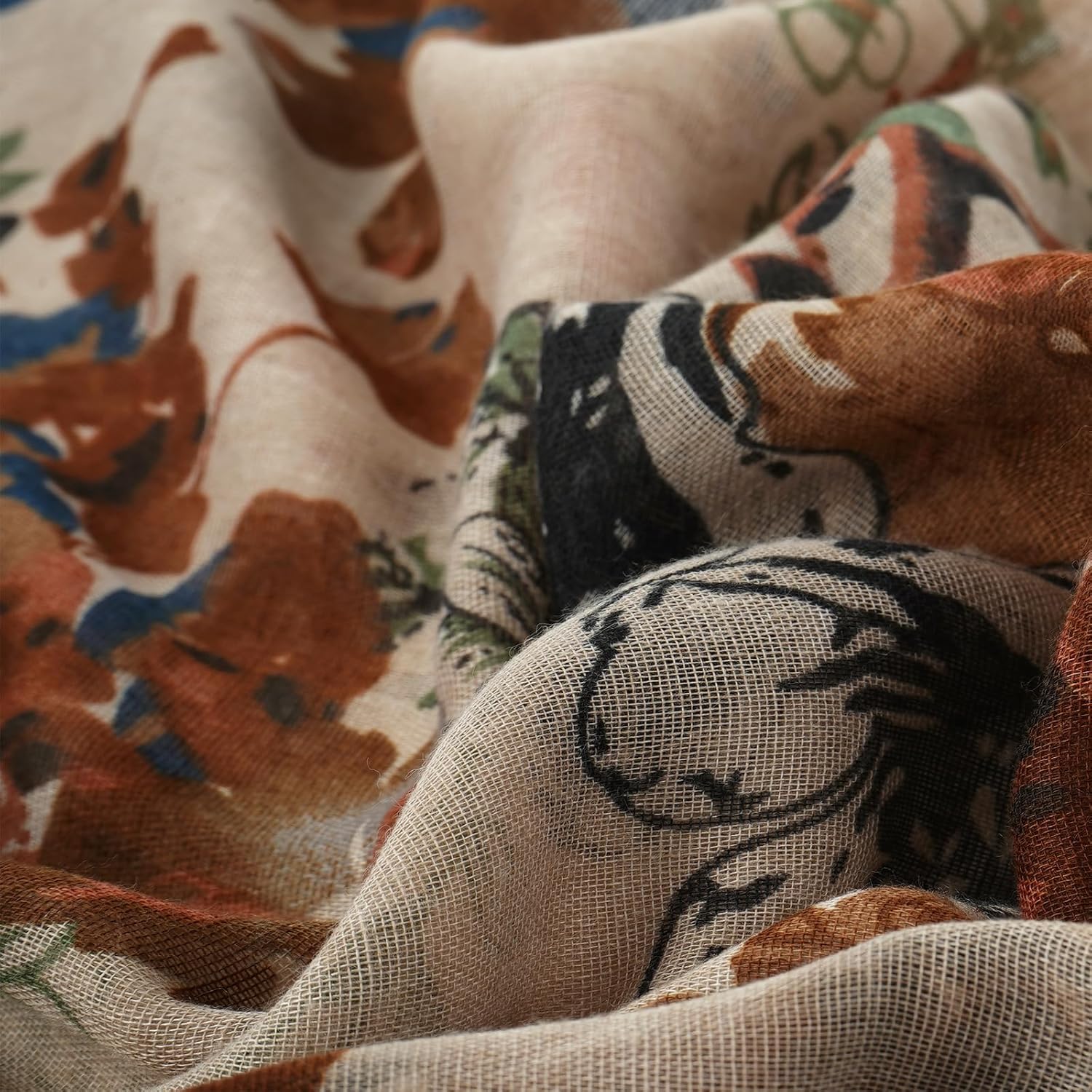 Detalle de Écharpe légère DAMILY pour femme à motif floral (tissu coton fin, 180 x 85 cm)