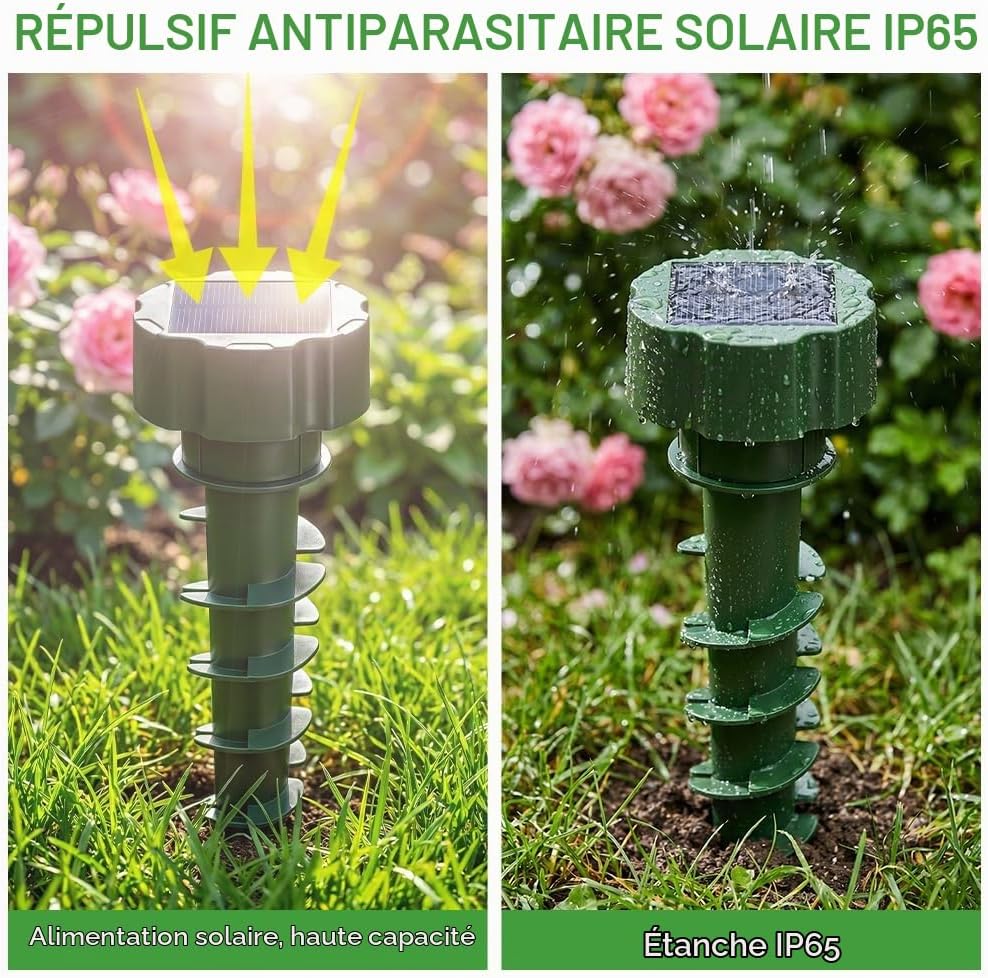 Detalle 2 de AUAUY 5813324 mollenverjager, 4 stuks op zonne-energie, IP65