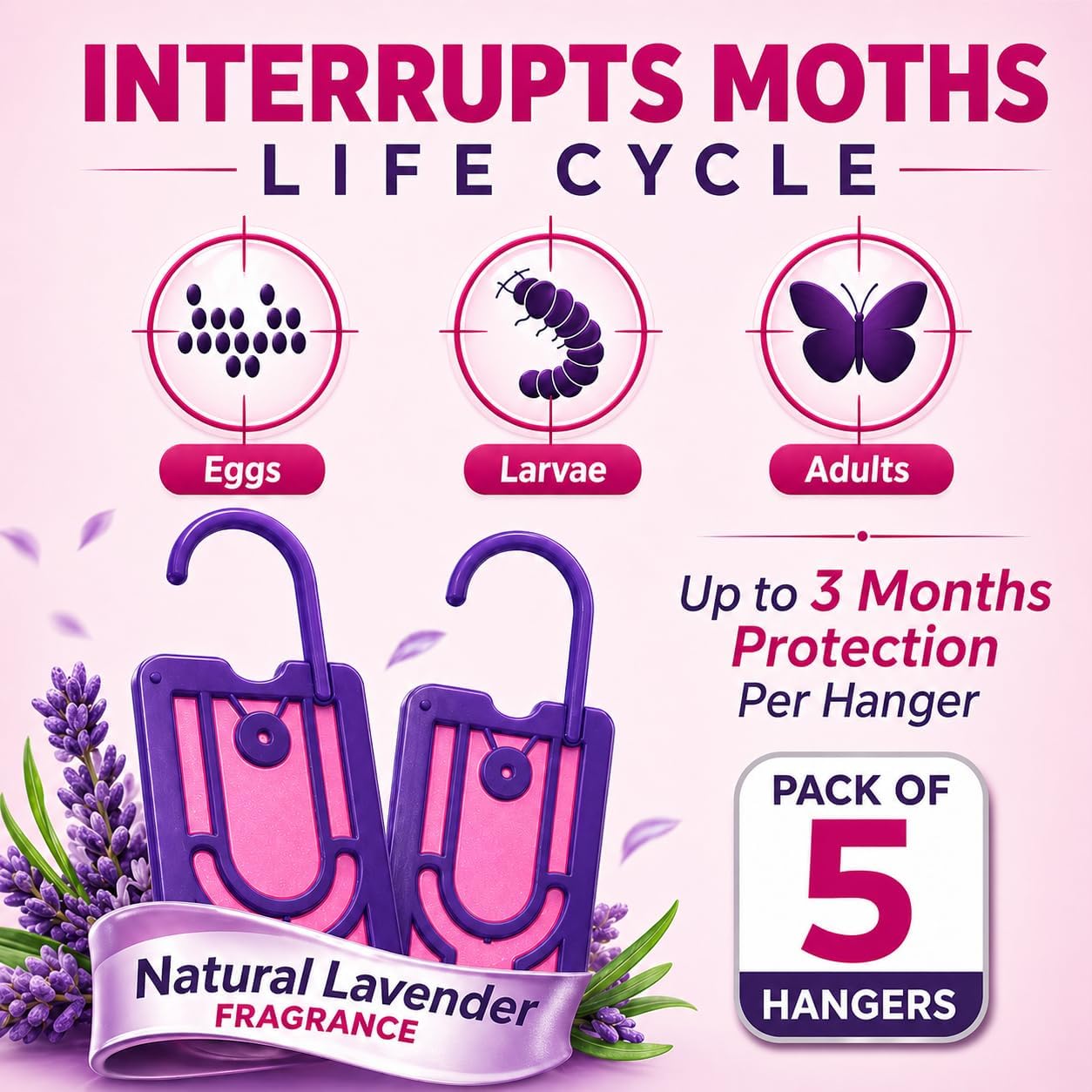 Thumbnail 4 de 5-Pack Clothes Moth Killer Hangers for Wardrobes
