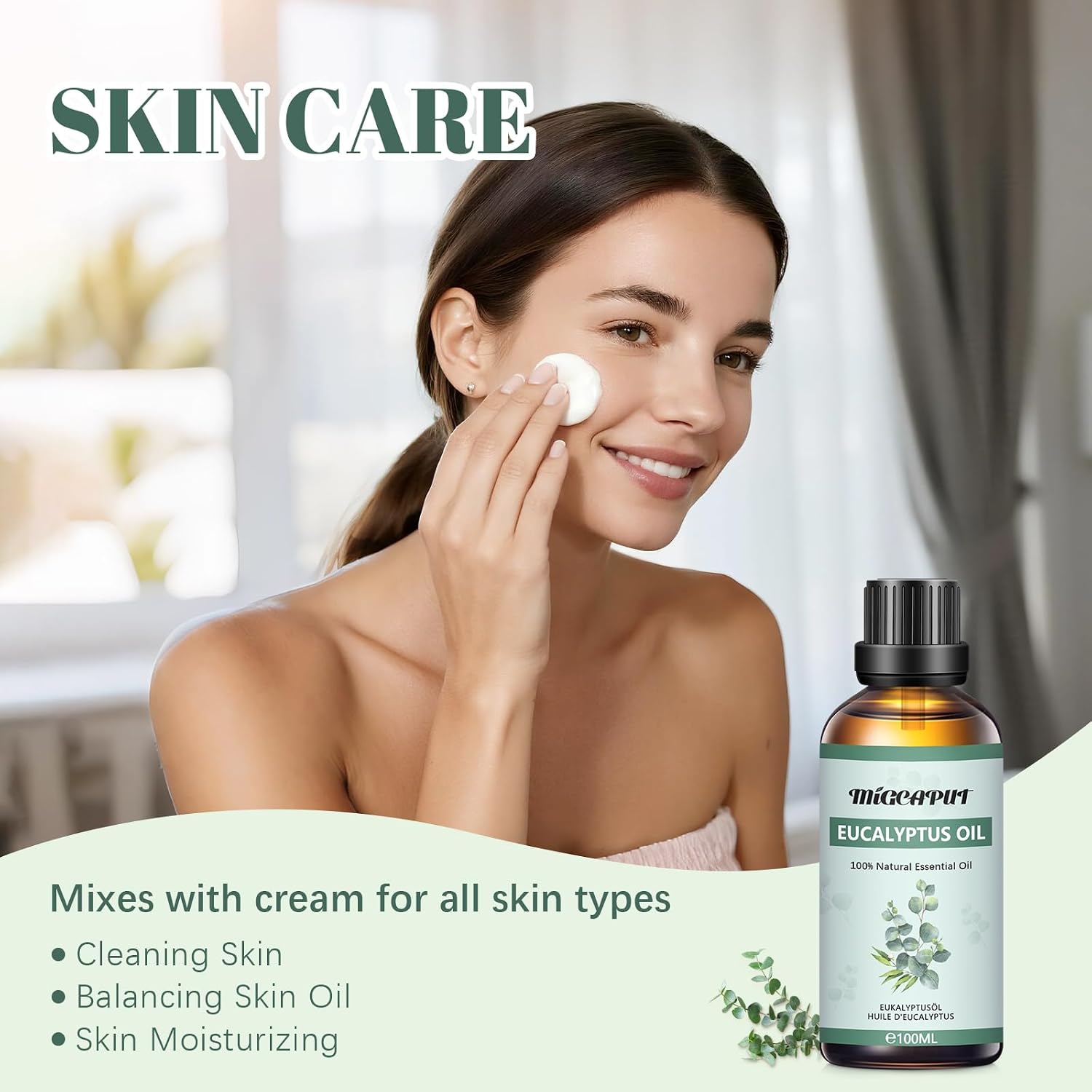 Detalle de Migcaput Ätherisches Öl Eukalyptusöl (100 ml) – Naturrein für Diffuser, Aromatherapie & DIY
